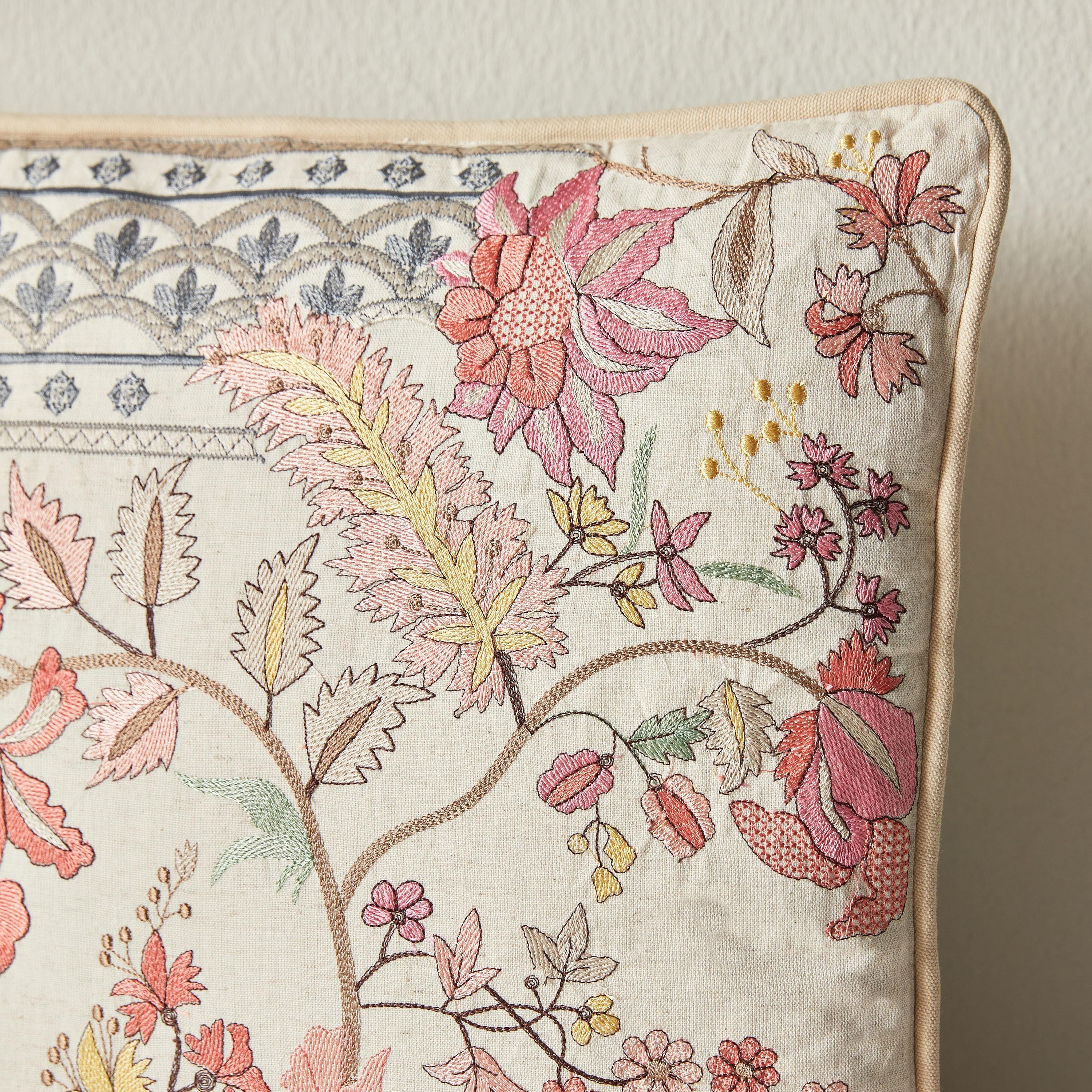 Jamawar Palla Embroidered Filled Cushion - 40x60 cm-household-cushionsandthrows-filledcushions-decorativecushions-image-2