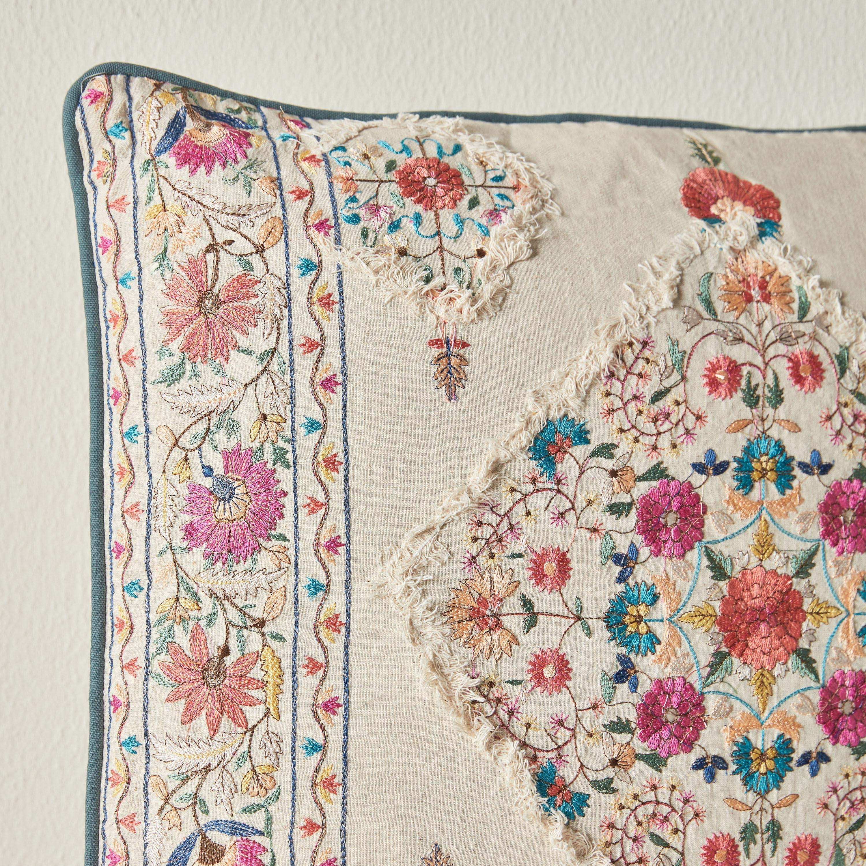 Jamawar Buta Embroidered Filled Cushion - 50x50 cm-household-cushionsandthrows-filledcushions-decorativecushions-image-2