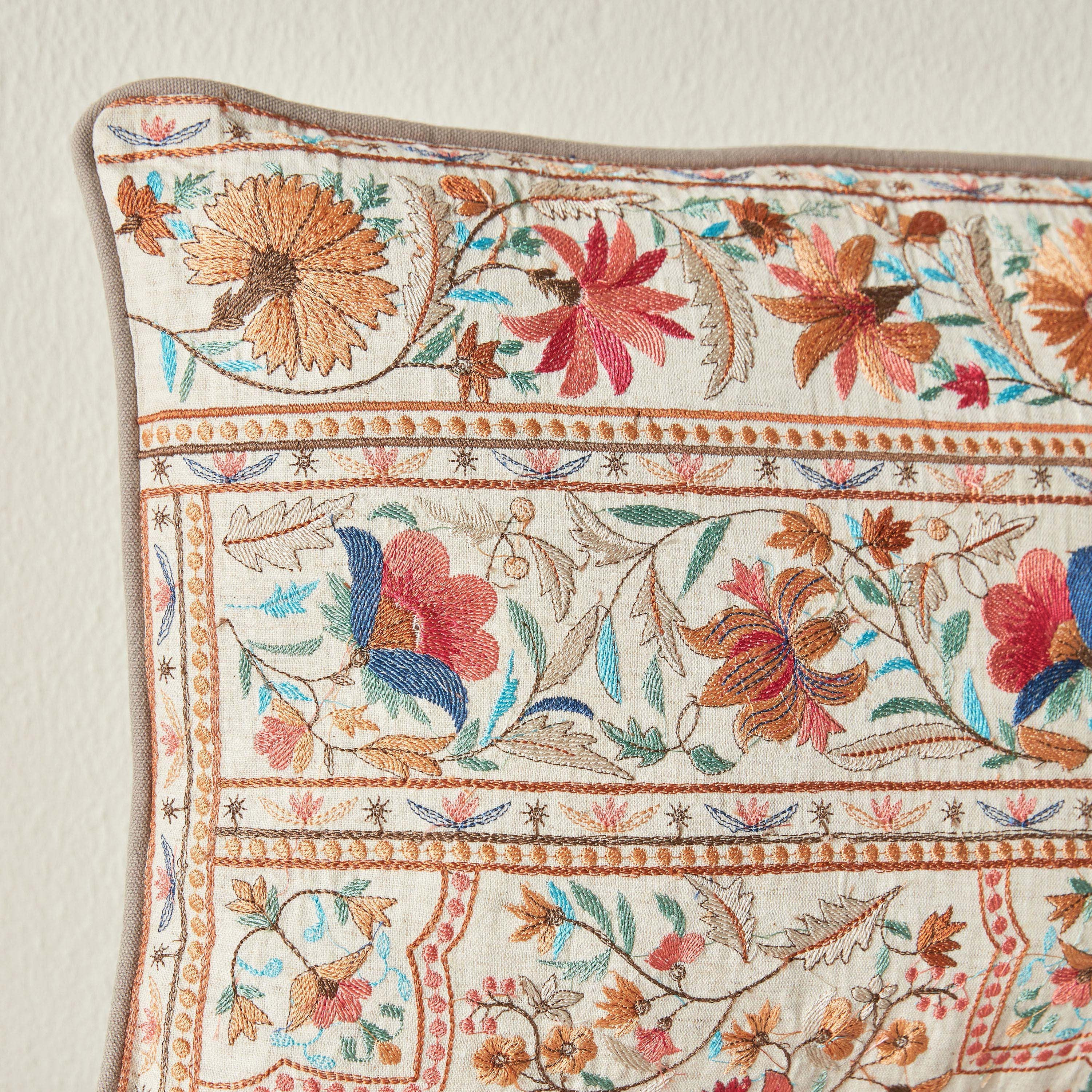 Jamawar Khaka Embroidery Filled Cushion - 33x53 cm-household-cushionsandthrows-filledcushions-decorativecushions-image-2