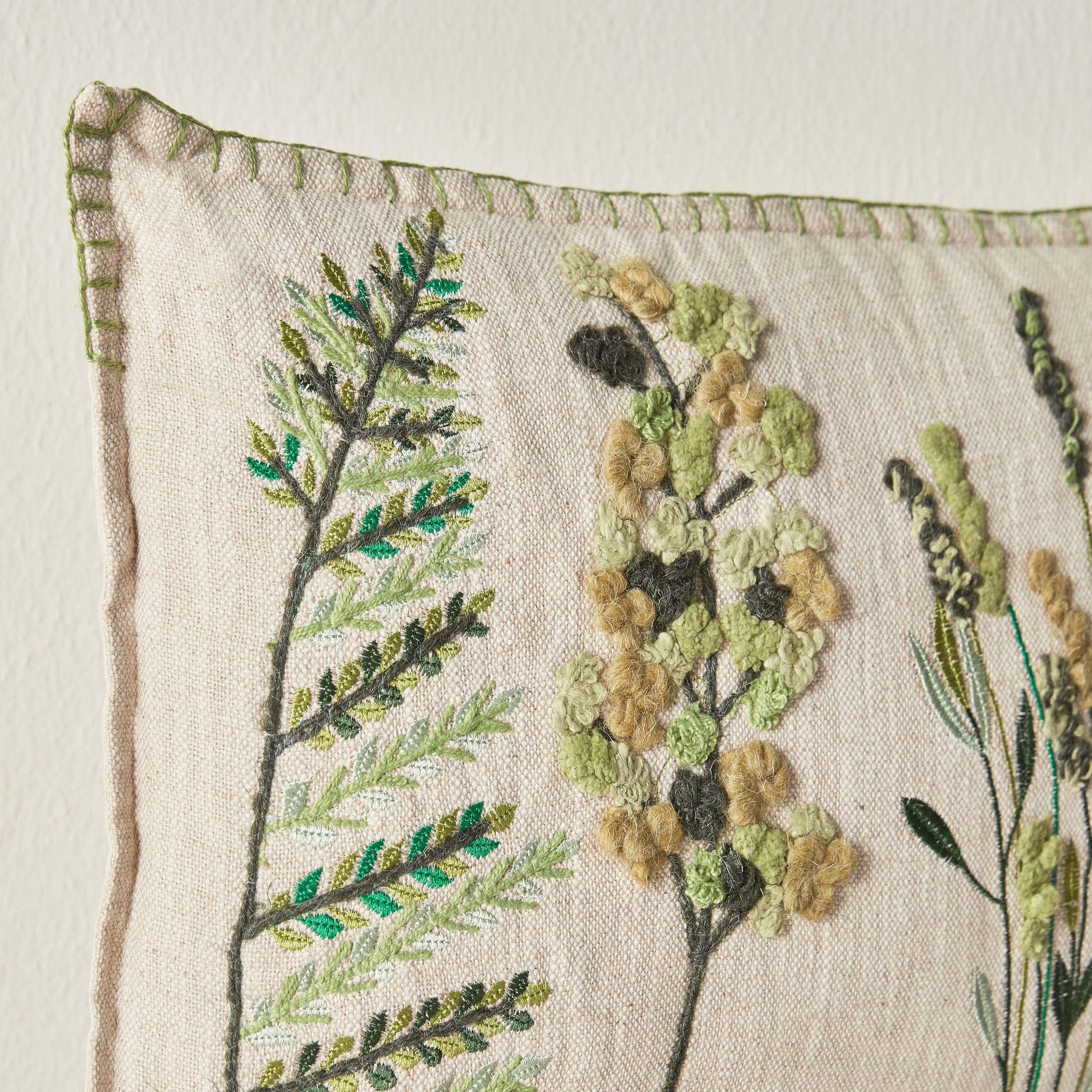 Floret Leaves Embroidered Filled Cushion - 33x53 cm-household-cushionsandthrows-filledcushions-decorativecushions-image-2