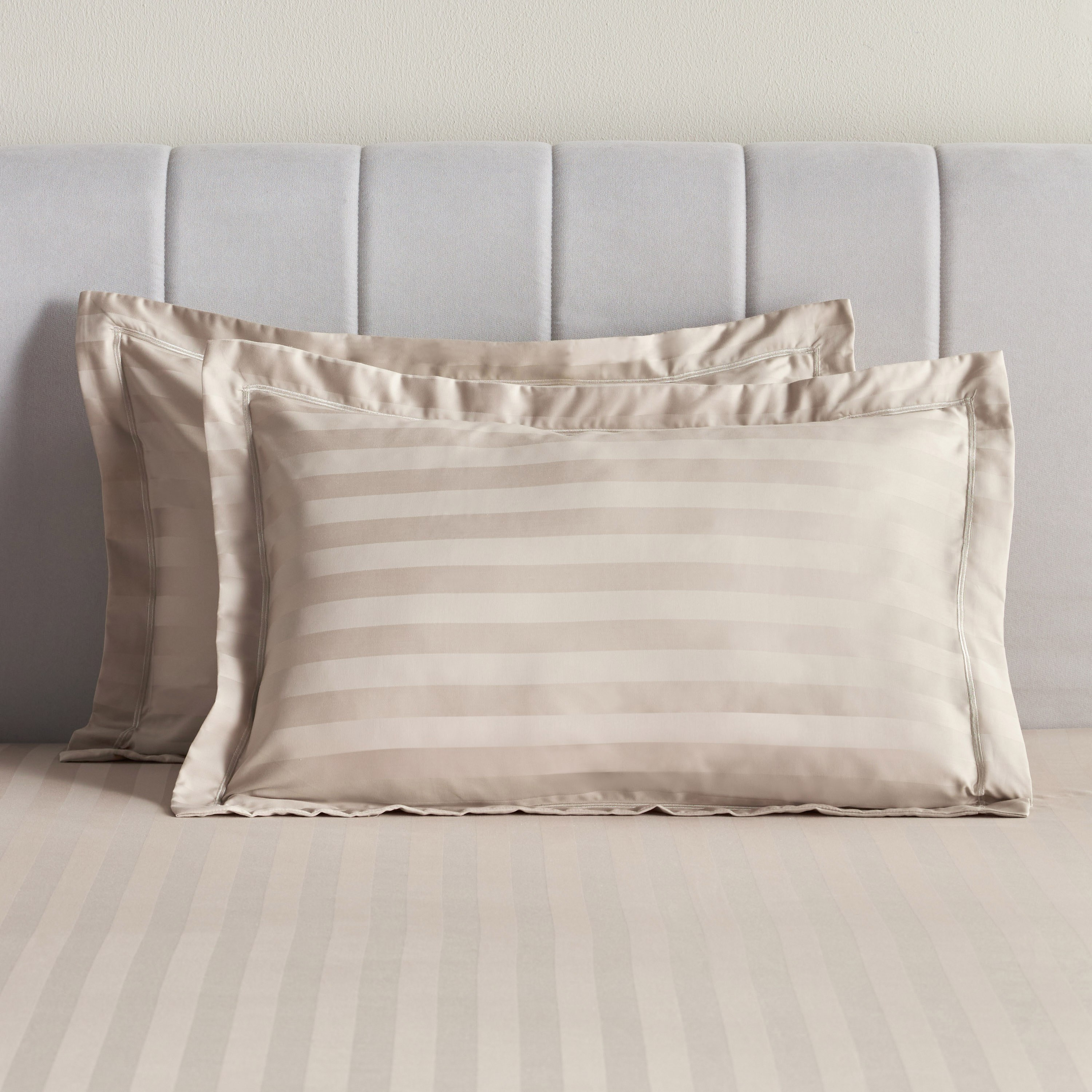 Satin Stripe Pima Cotton Sateen 525 Thread Count 2-Piece Pillow Cover Set - 90x50 cm