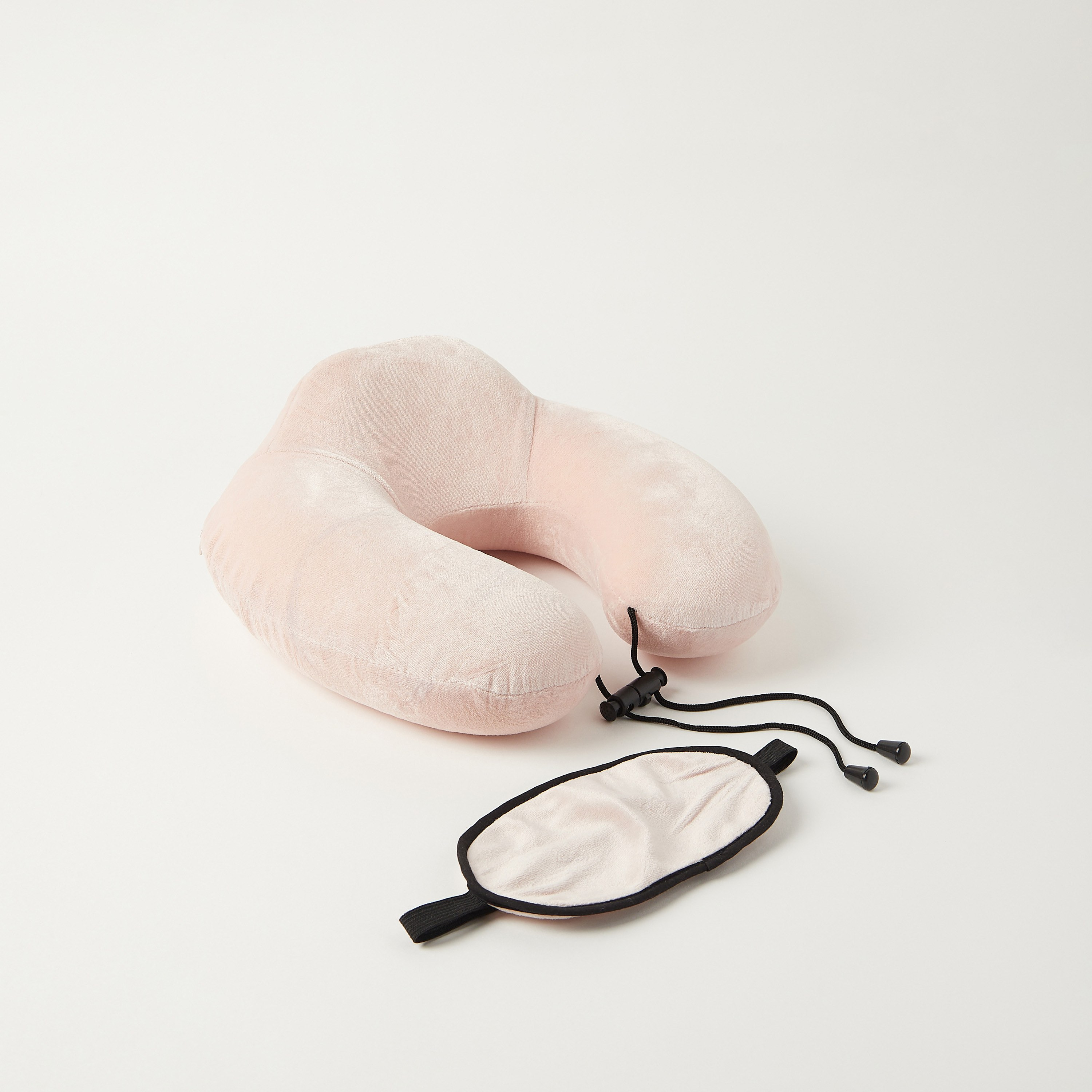 Solid Neck Pillow and Eyemask Set-household-bedding-pillows-image-1