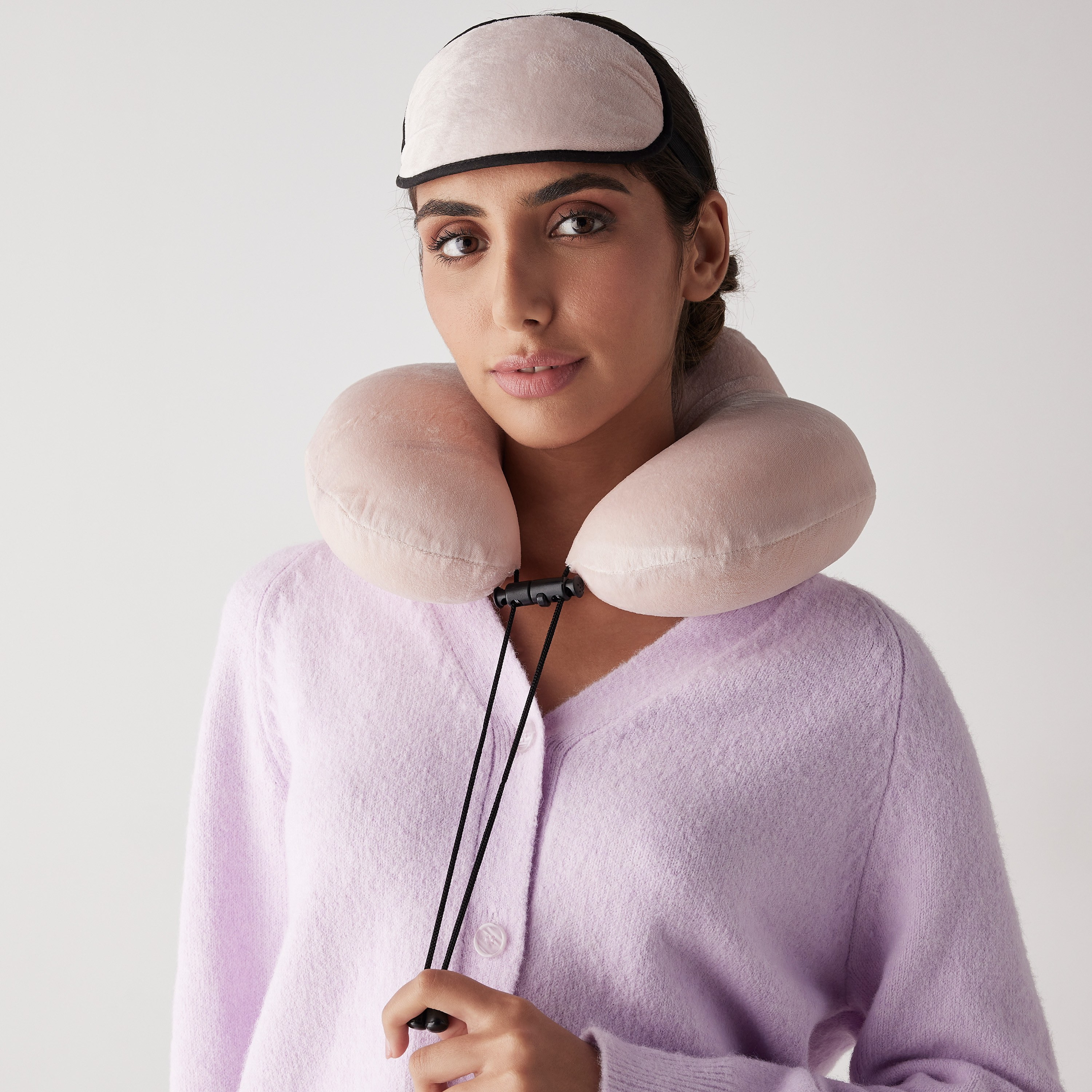 Solid Neck Pillow and Eyemask Set-household-bedding-pillows-image-2