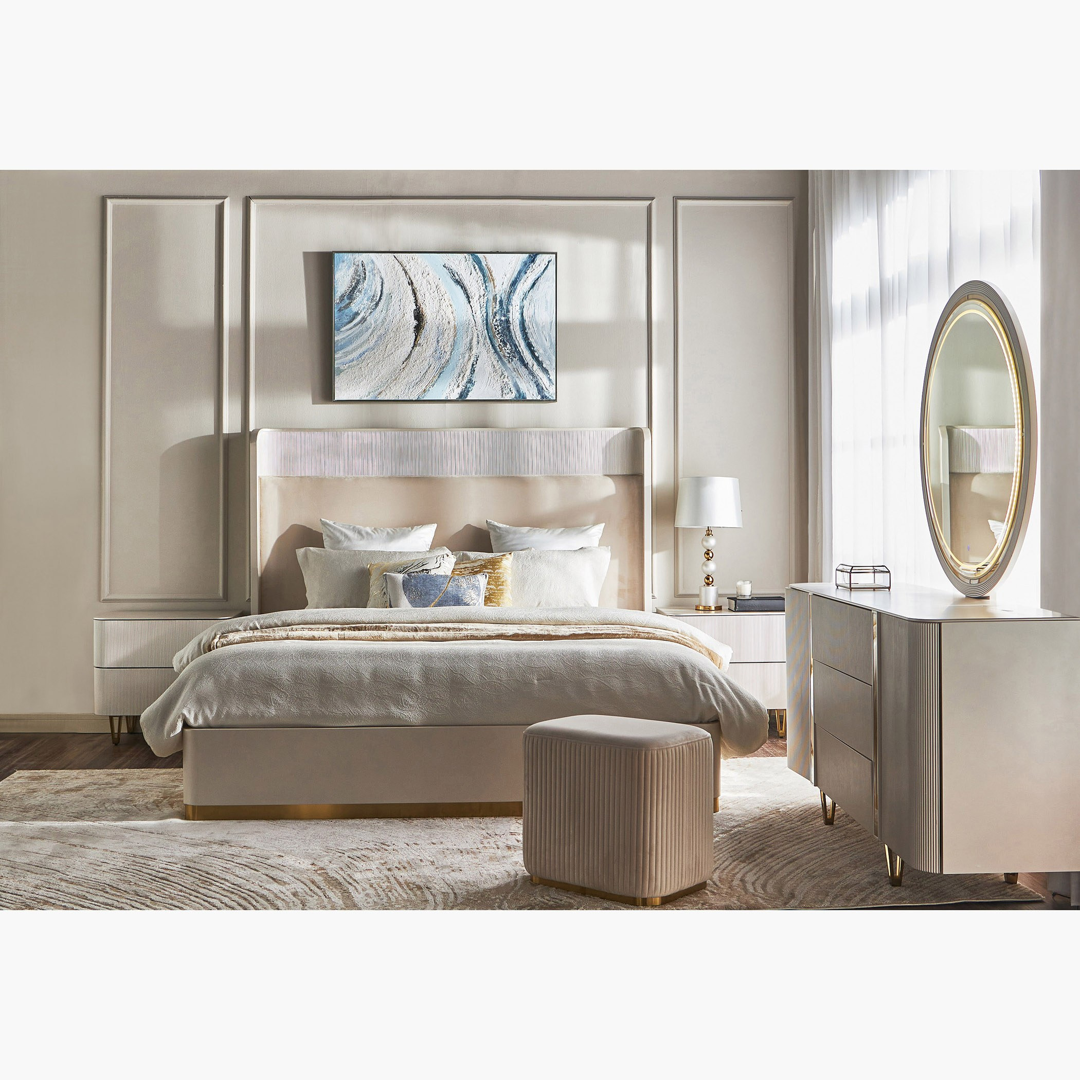 طقم غرفة نوم سوبر كينج 6 قطع - سامانثا- 200x200 سم-furniture-bedroom-bedsets-image-1