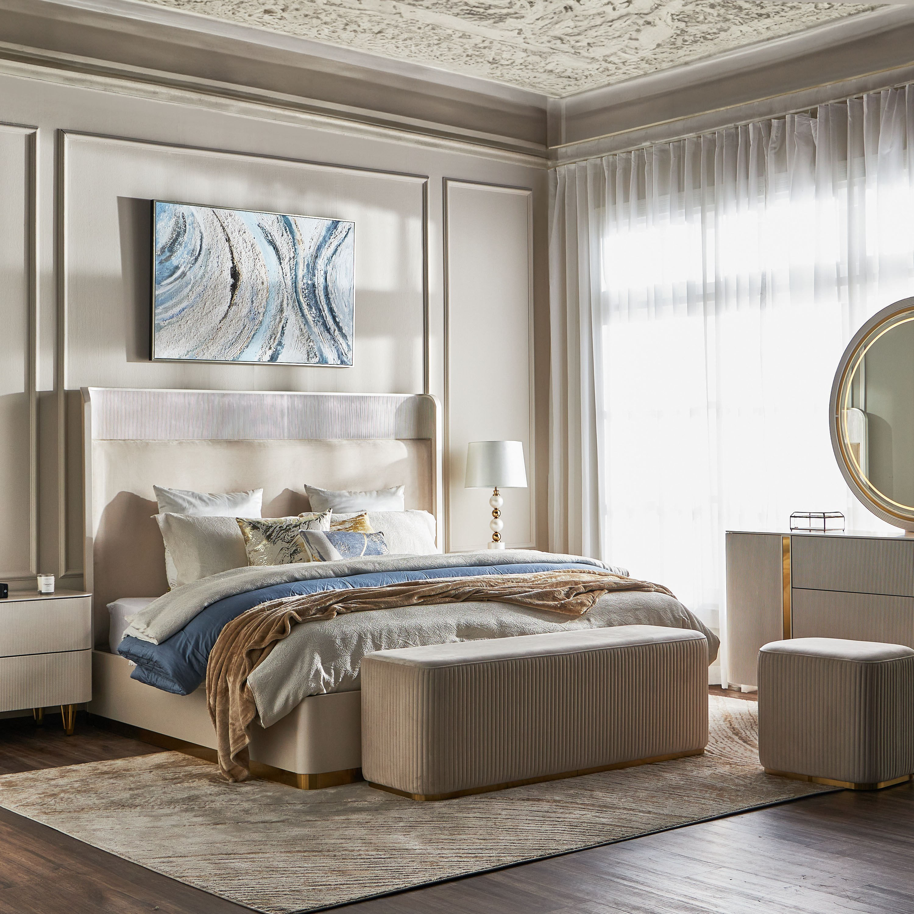طقم غرفة نوم سوبر كينج 6 قطع - سامانثا- 200x200 سم-furniture-bedroom-bedsets-image-19