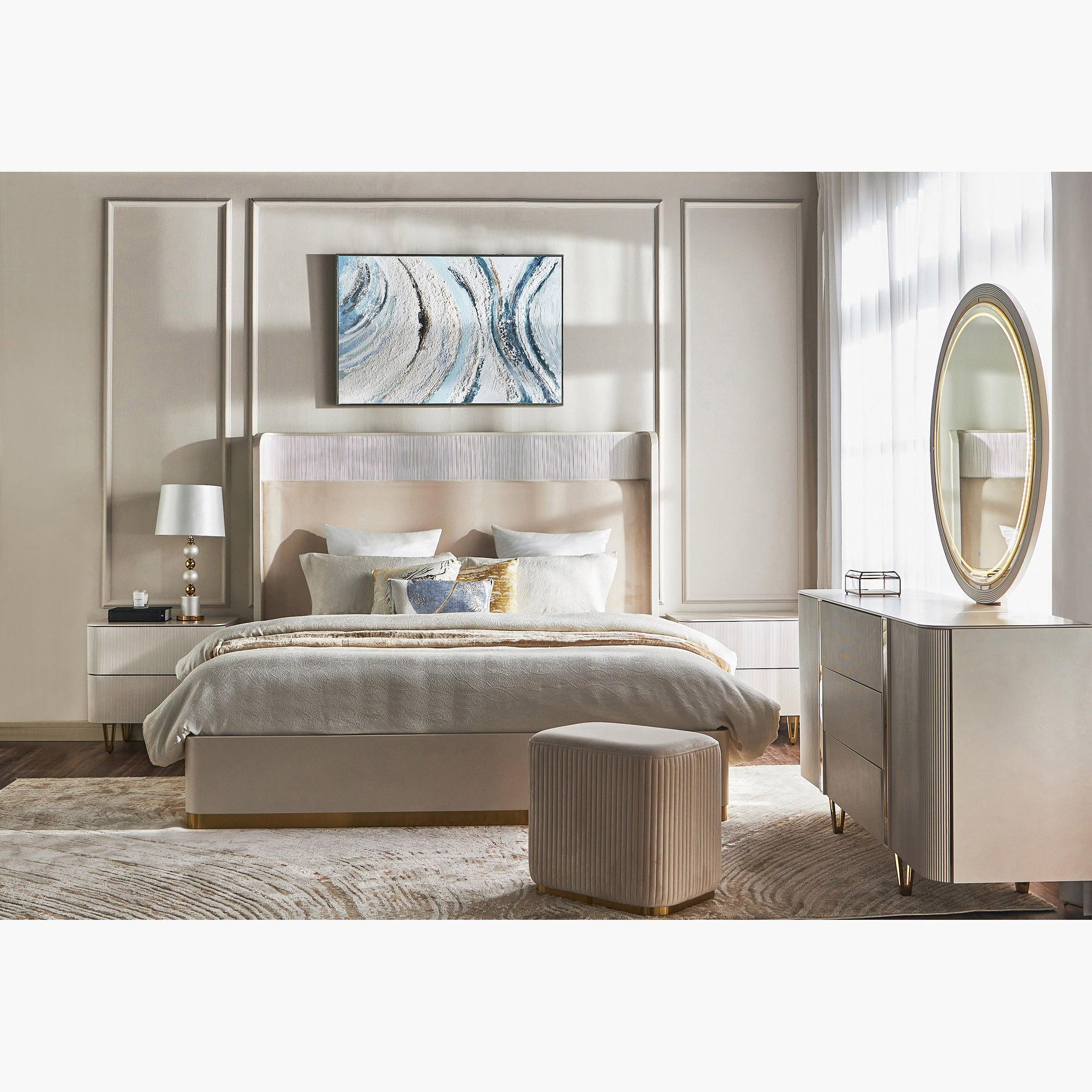 طقم غرفة نوم سوبر كينج 6 قطع - سامانثا- 200x200 سم-furniture-bedroom-bedsets-image-2