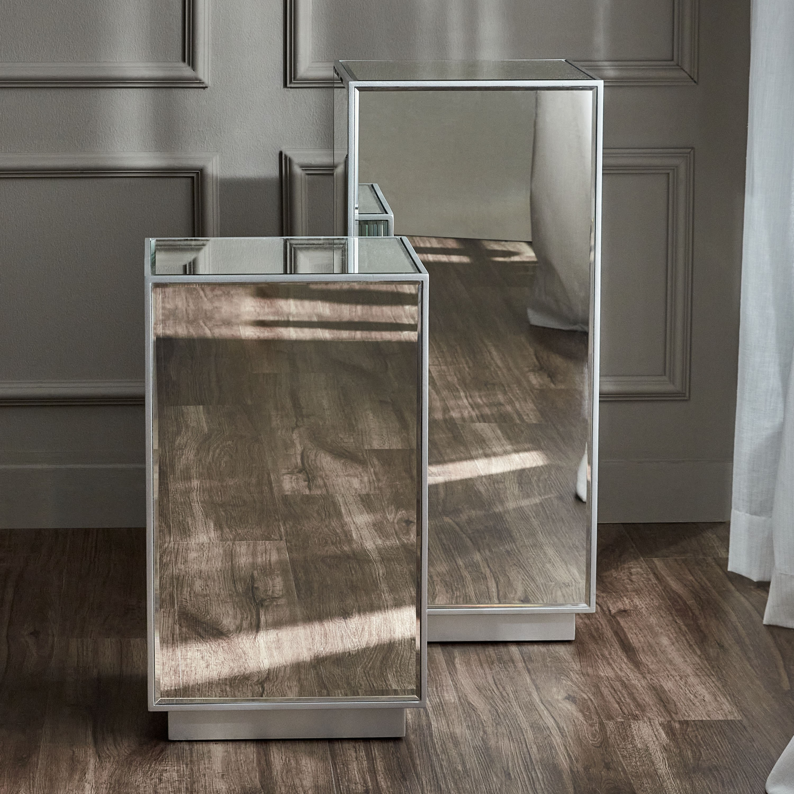 Shop Trystan Mirror Top Side Table - Set of 2 | Homecentre UAE