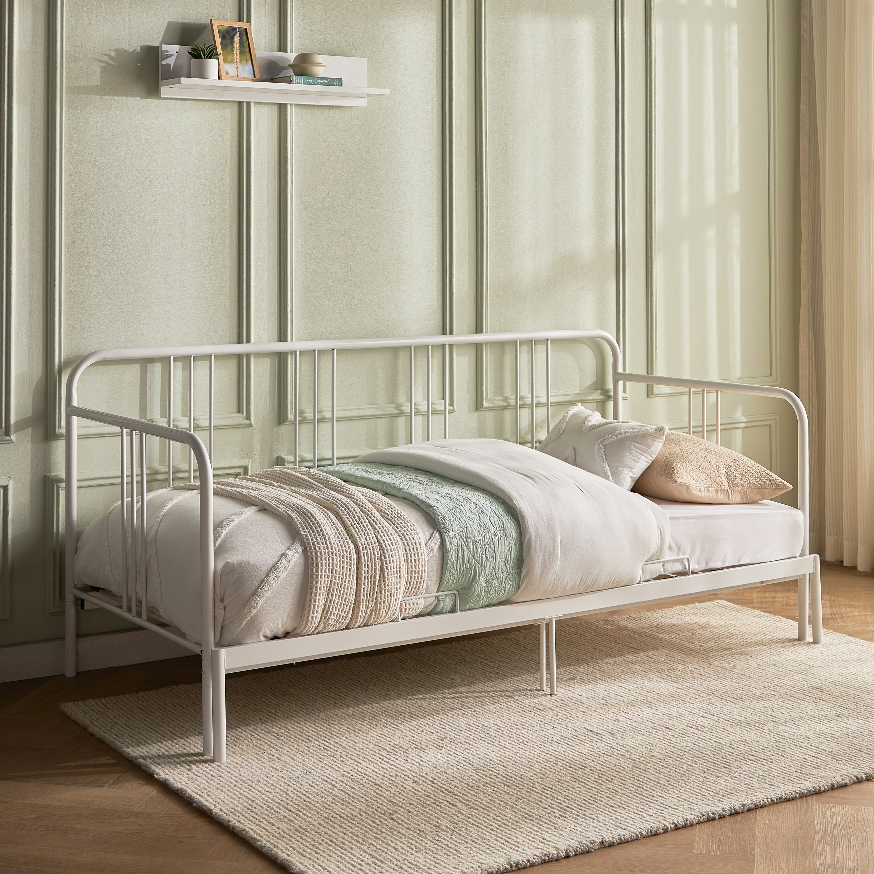 White metal deals bed frame twin