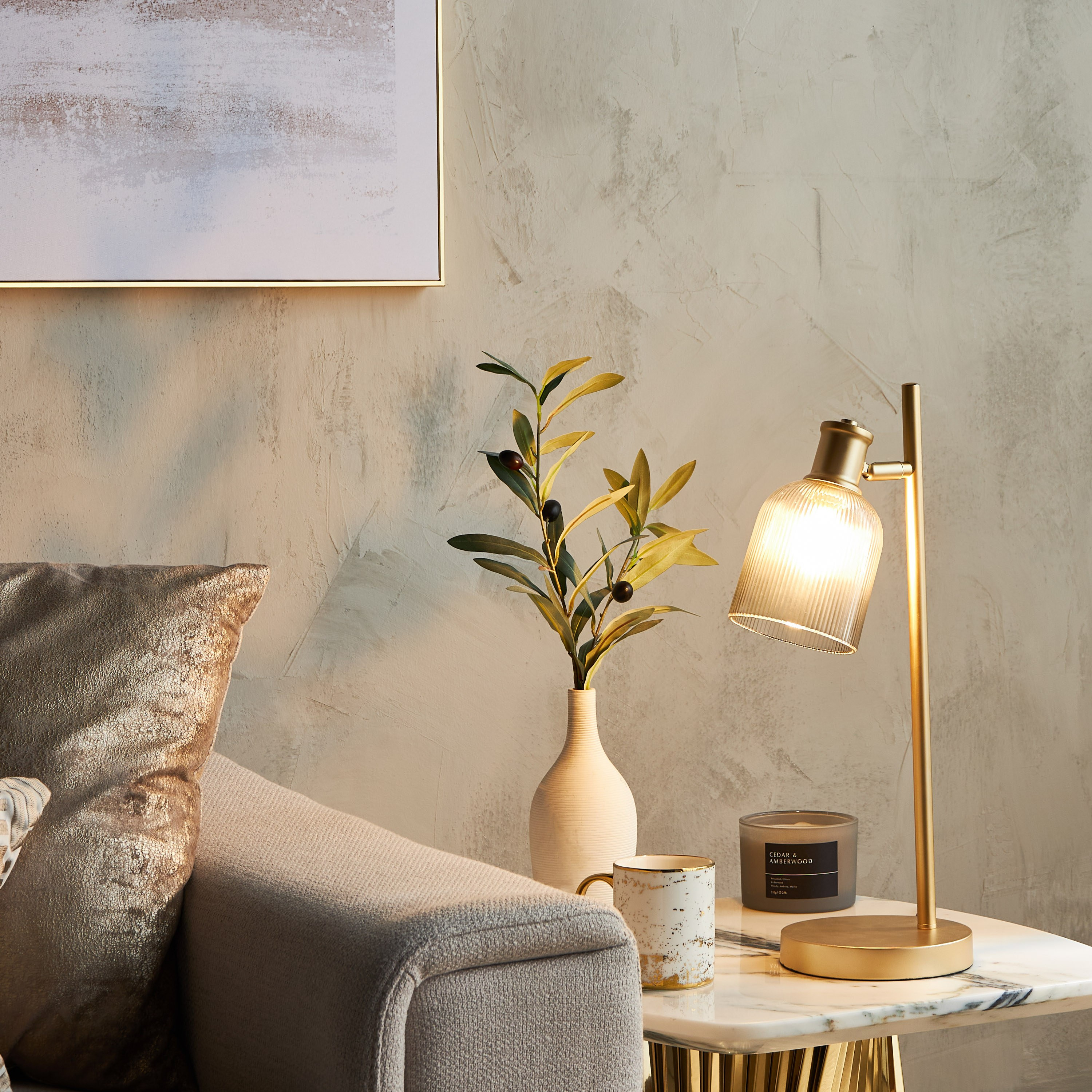 Shop Dallus Glass Table Lamp 48 cm Homecentre Oman