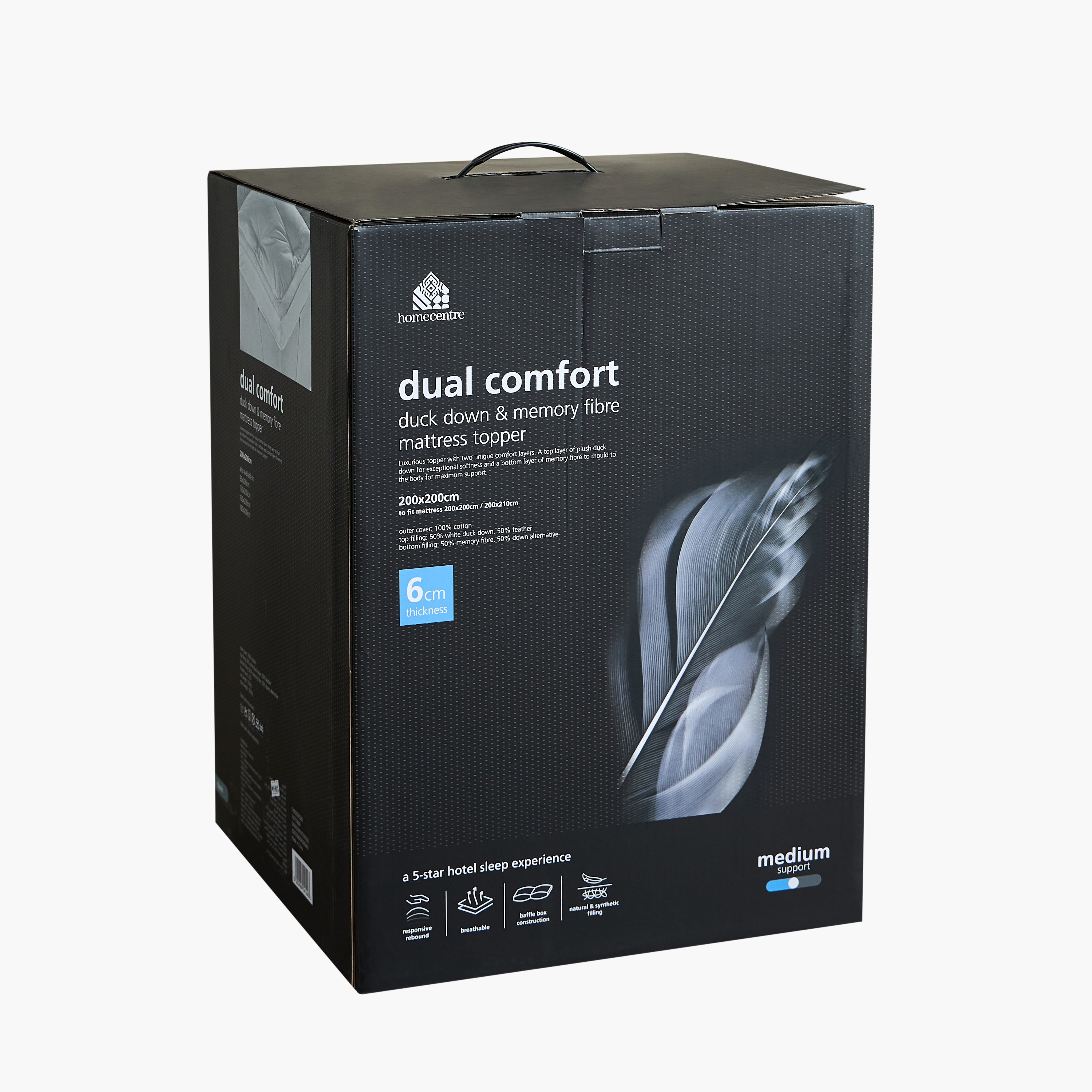 Dawn Down and Memory Fibre Mattress Topper - 200x200 cm-household-bedding-mattresstoppersandprotectors-mattresstoppers-image-4