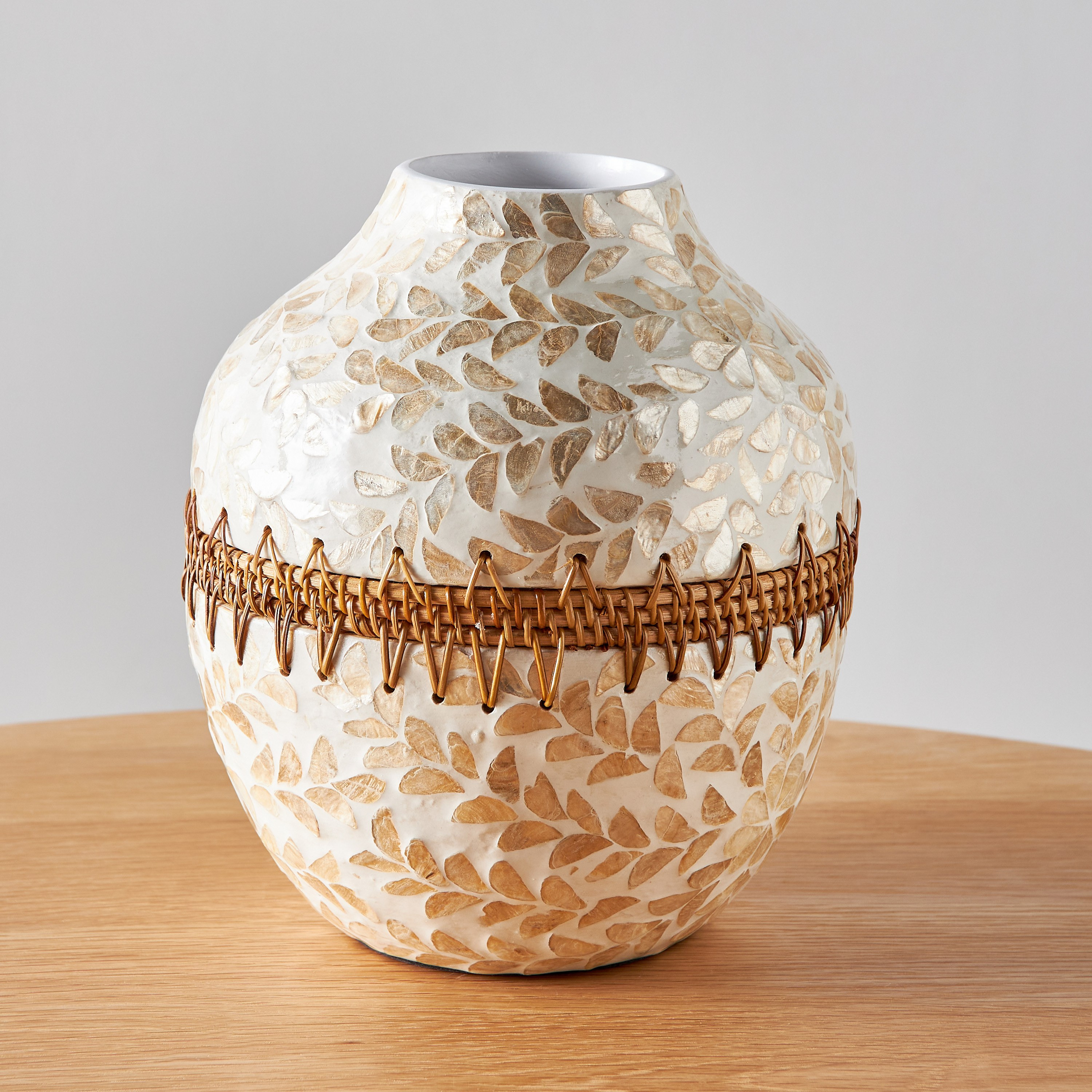 Aubrey Capiz and Bamboo Vase - 28 cm-household-decor-vasesandbowls-image-1