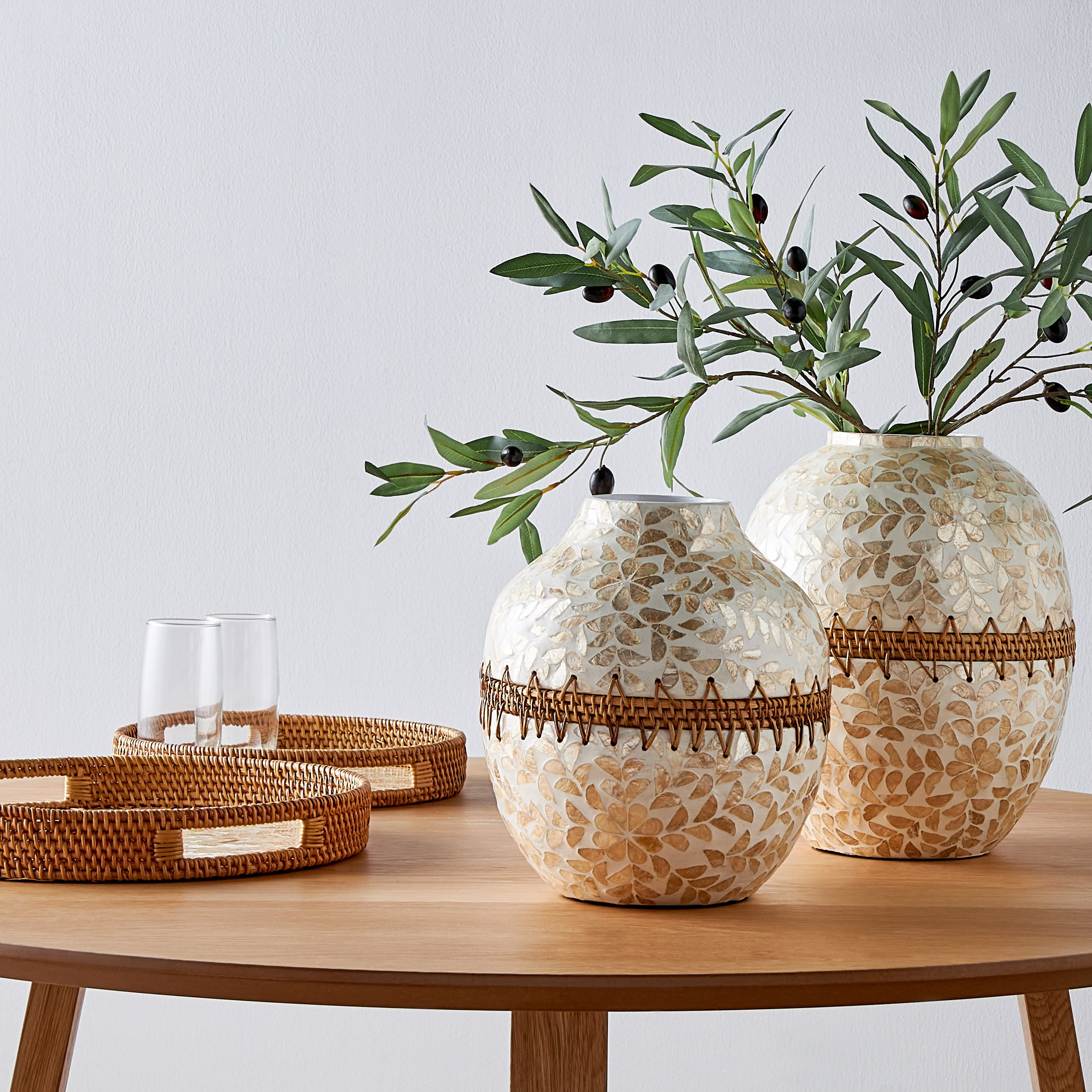 Aubrey Capiz and Bamboo Vase - 28 cm-household-decor-vasesandbowls-image-3