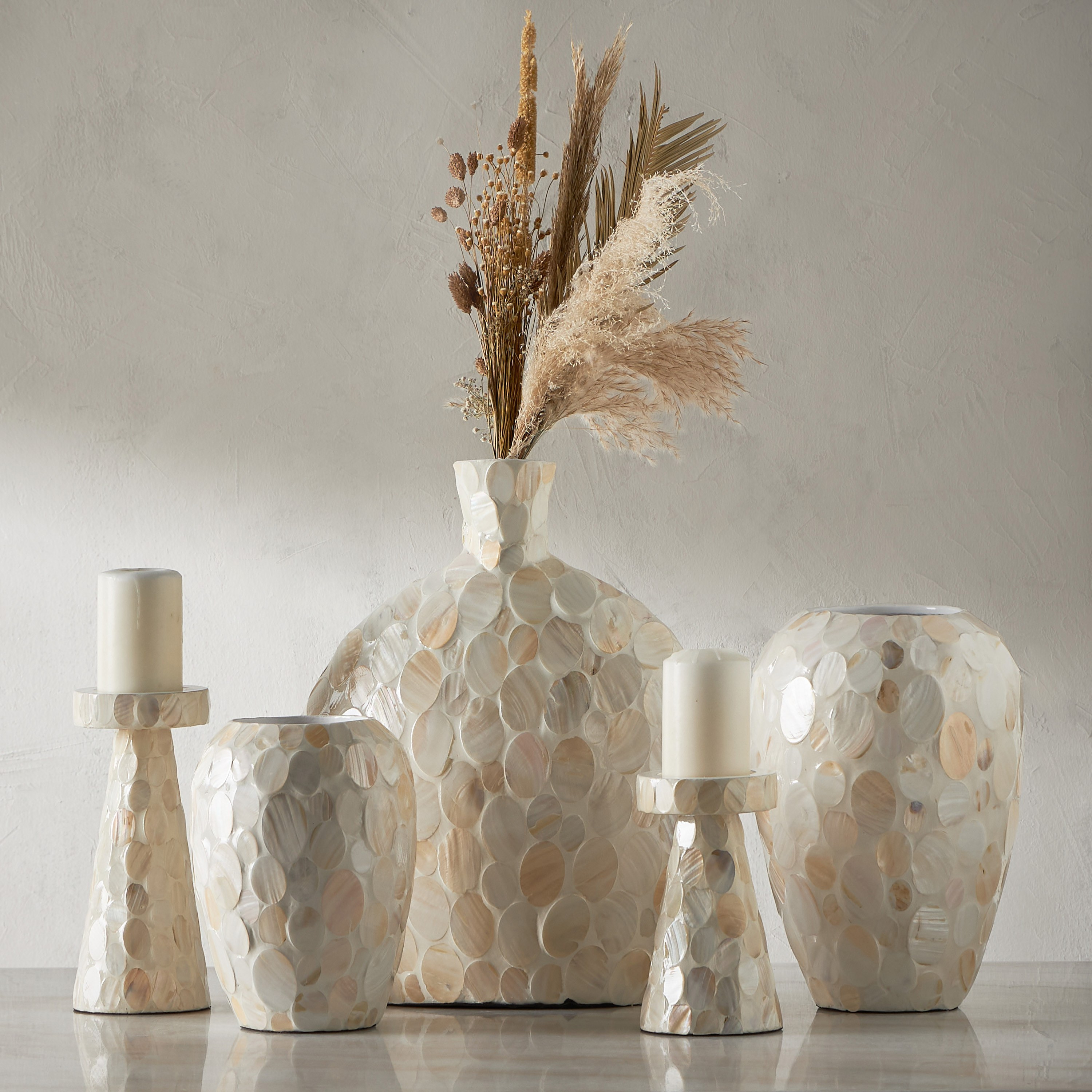 Pebble Capiz Shell Vase - 26 cm-household-decor-vasesandbowls-image-3
