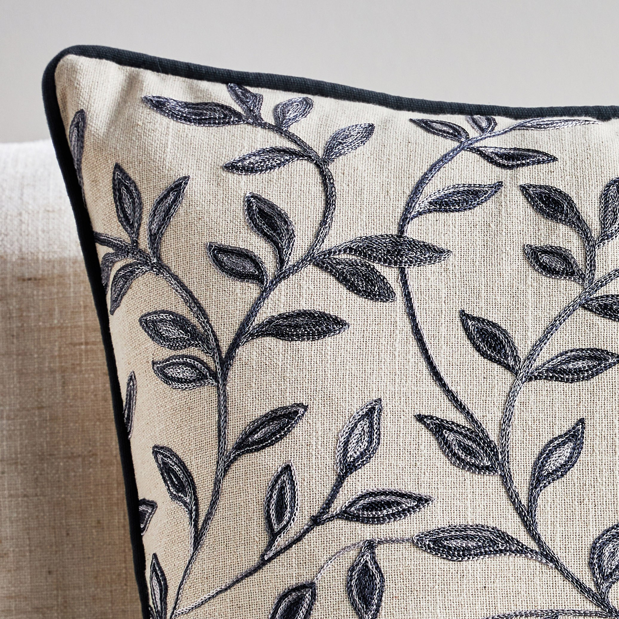 Esen Embroidered Filled Cushion - 50x50 cm-household-cushionsandthrows-filledcushions-decorativecushions-image-2