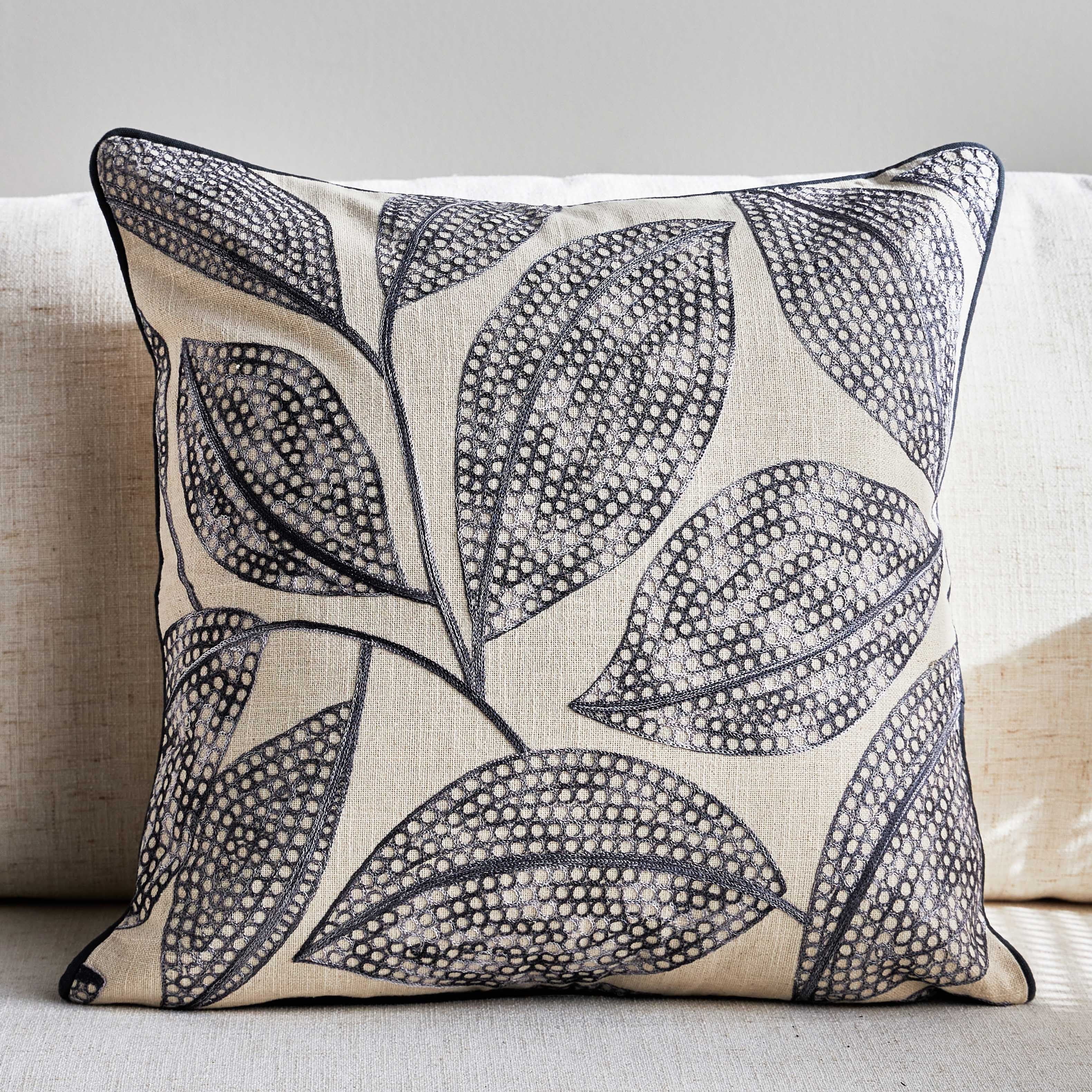 Shop Esen Big Leaf Embroidered Filled Cushion 50x50 cm Online Home Centre Saudi