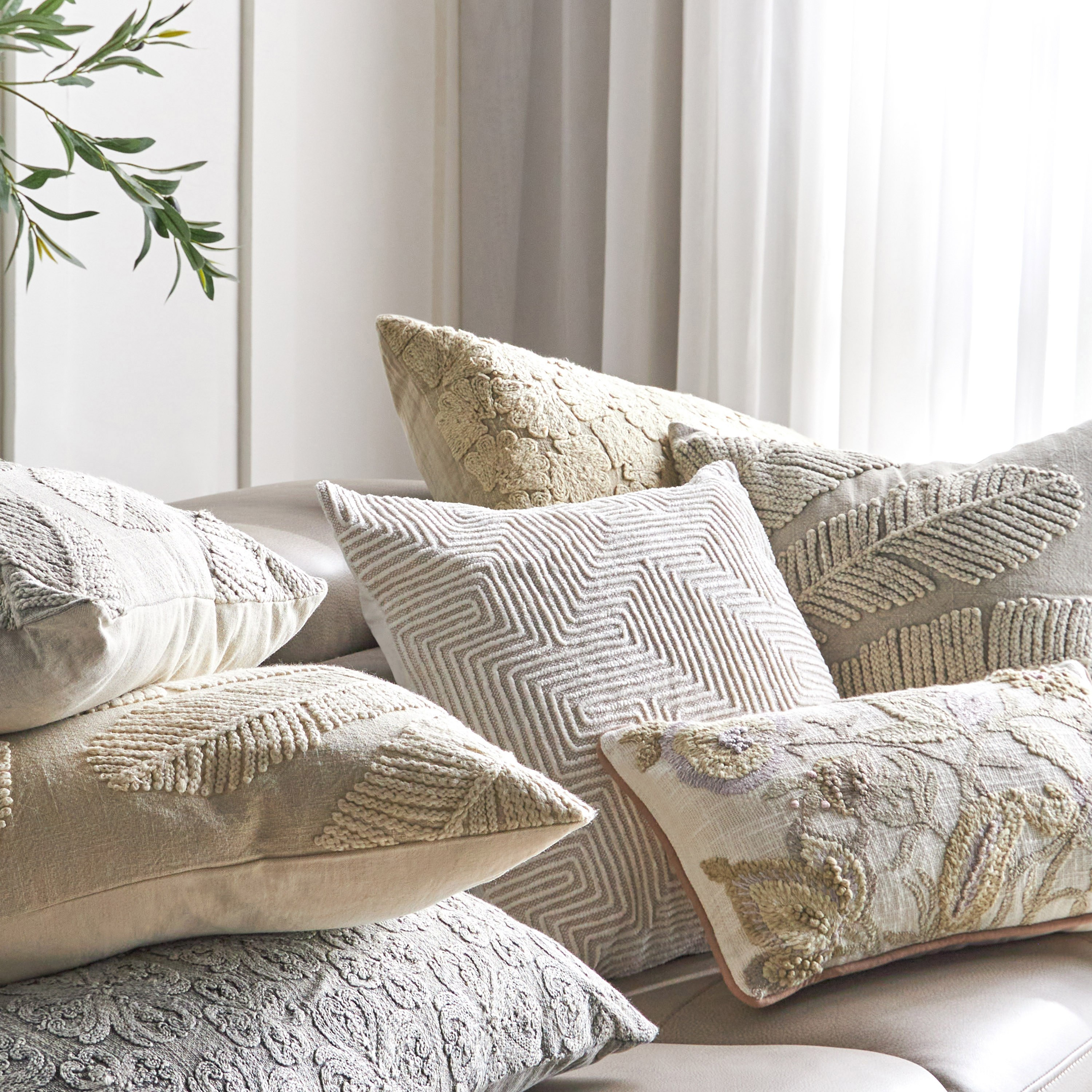 Cagri Embroidered Filled Cushion - 30x50 cm-household-cushionsandthrows-filledcushions-decorativecushions-image-4