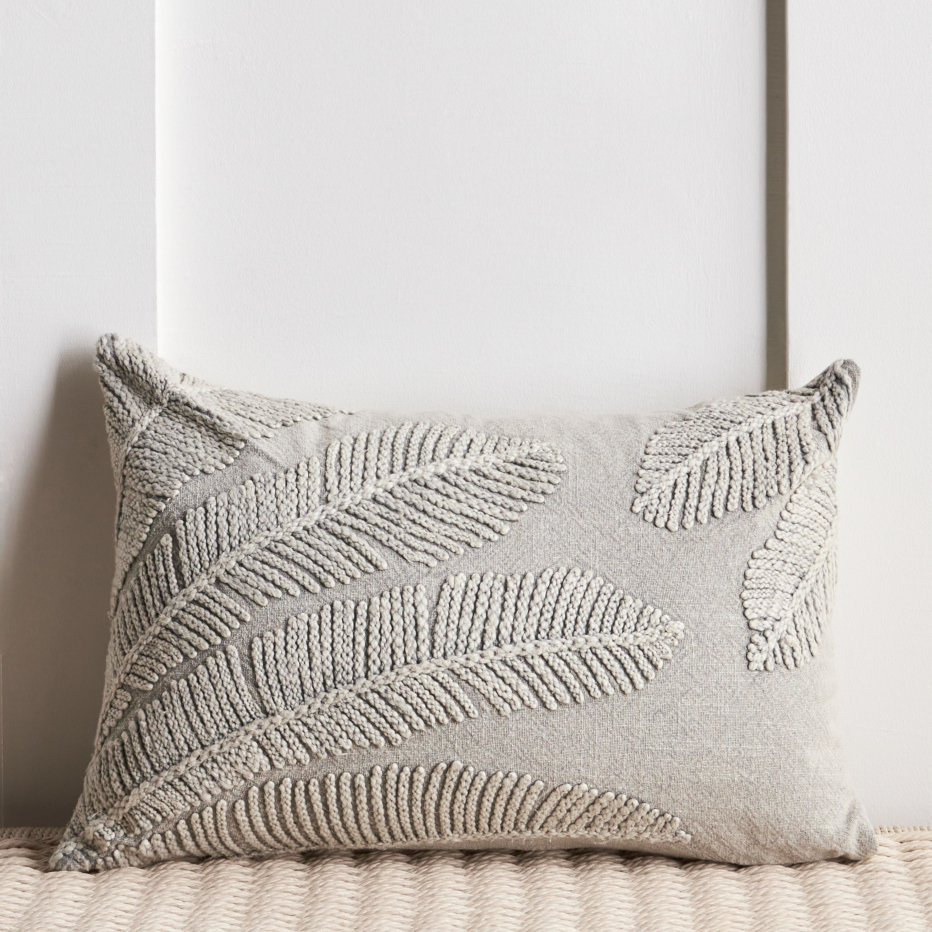 Embroidered fern pillow hotsell