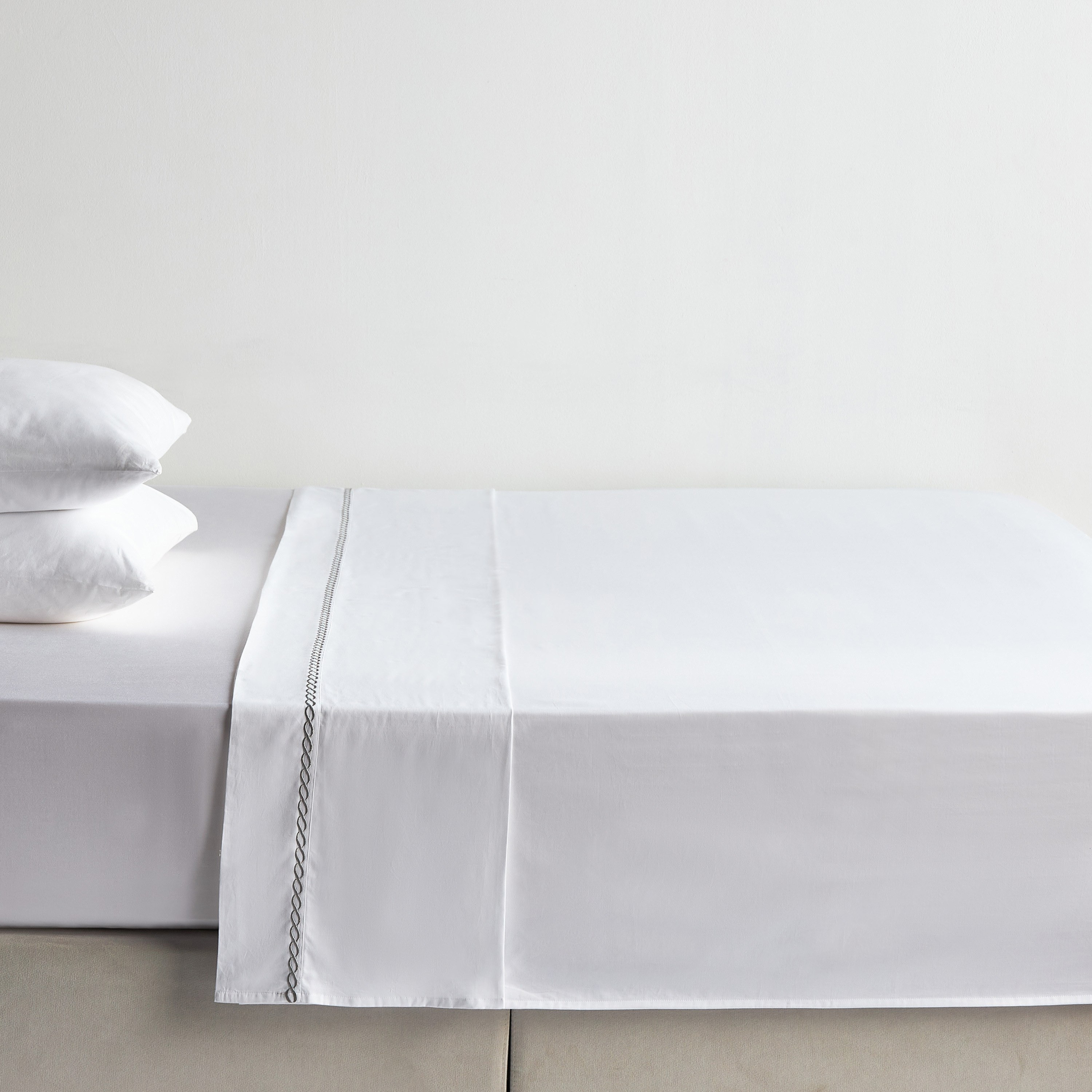 Wave Egyptian Cotton Sateen 400 Thread Count Super King Flat Sheet - 260x270 cm-household-bedding-sheetsandpillowcases-flatsheets-image-1