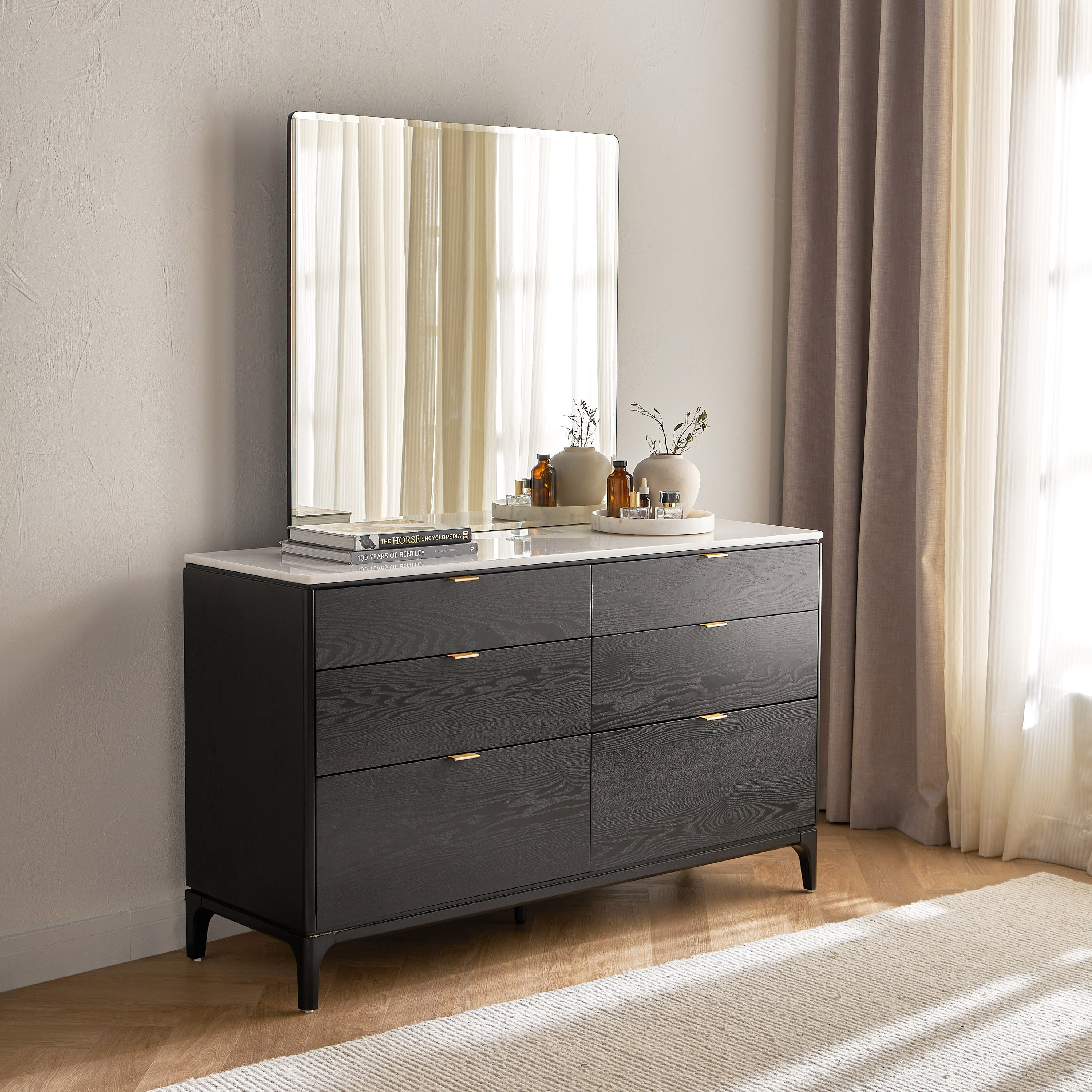 Black dresser with on sale mirror cheap