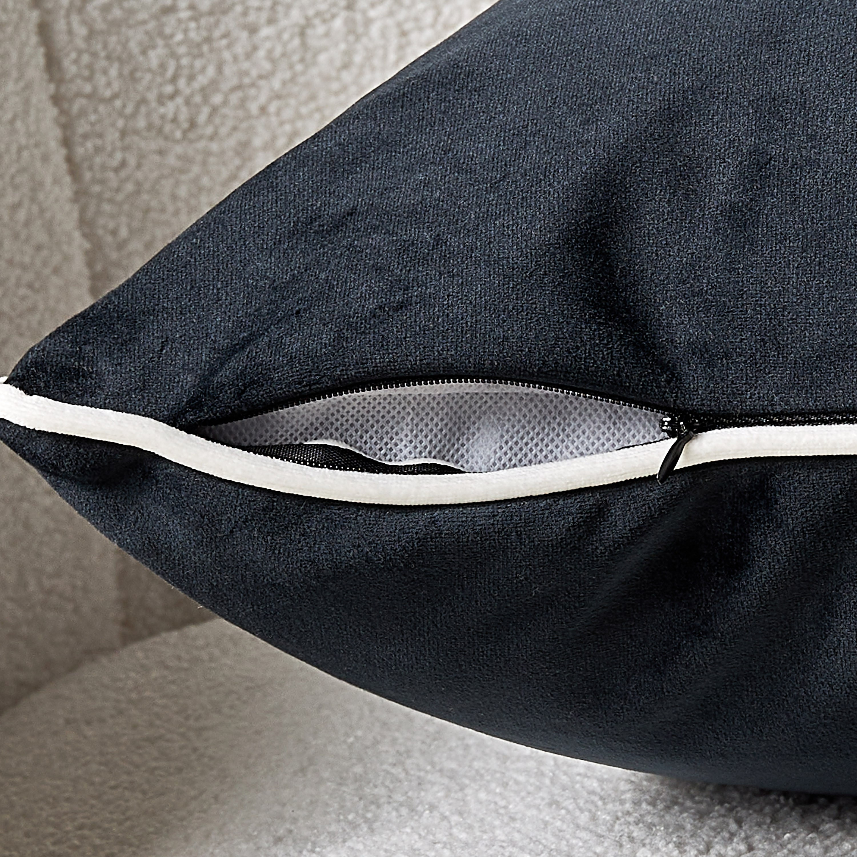 Charcoal Velvet Filled Cushion - 48x48 cm-household-cushionsandthrows-filledcushions-decorativecushions-image-3