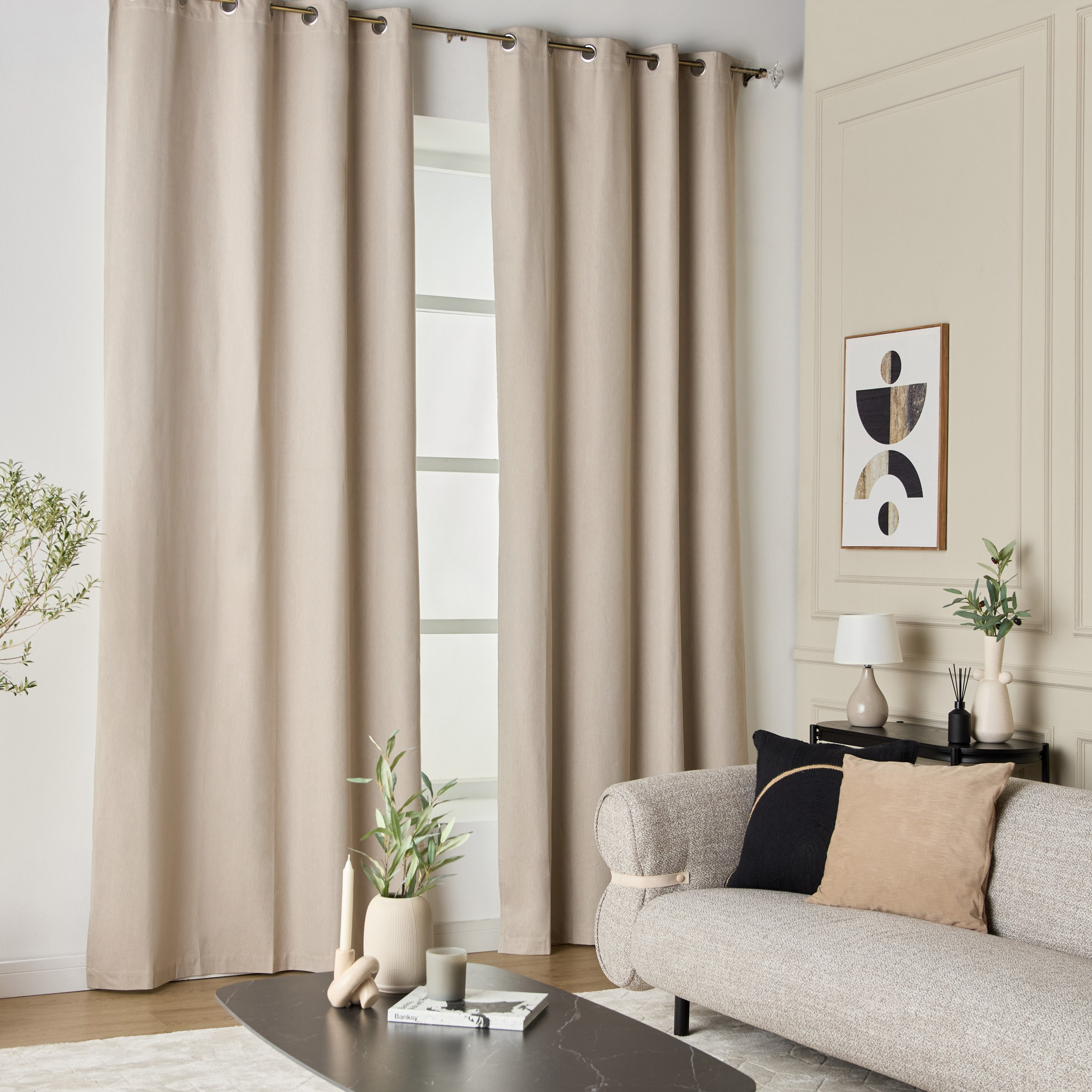 طقم ستائر معتّمة قطعتين - موناليزا - 135x240 سم-household-windows-curtains-image-4