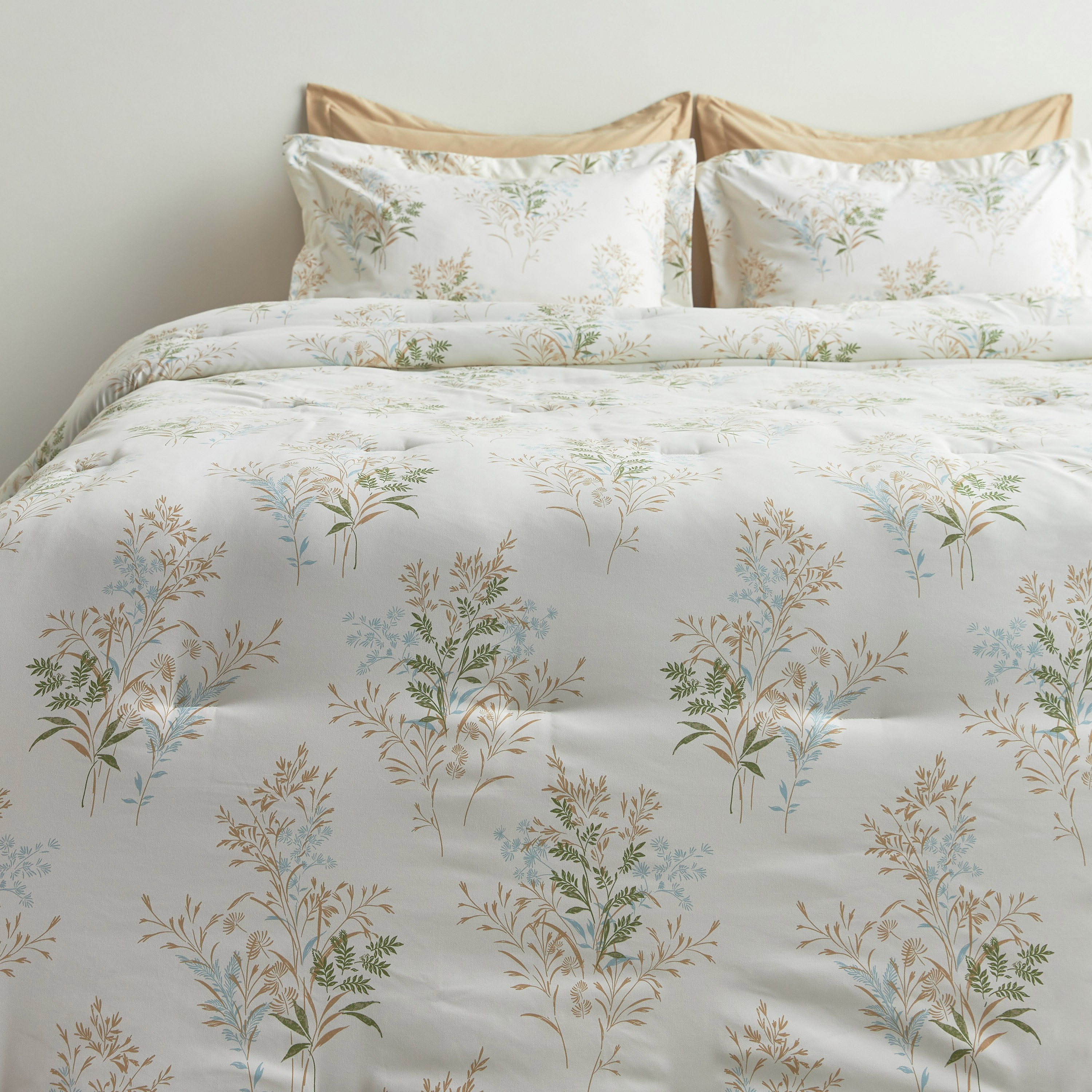 طقم لحاف وشرشف سوبر كينج 6 قطع بطبعات نباتات - إليشا - 240x260 سم-household-bedding-comfortersandbedspreads-bedinabag-image-2