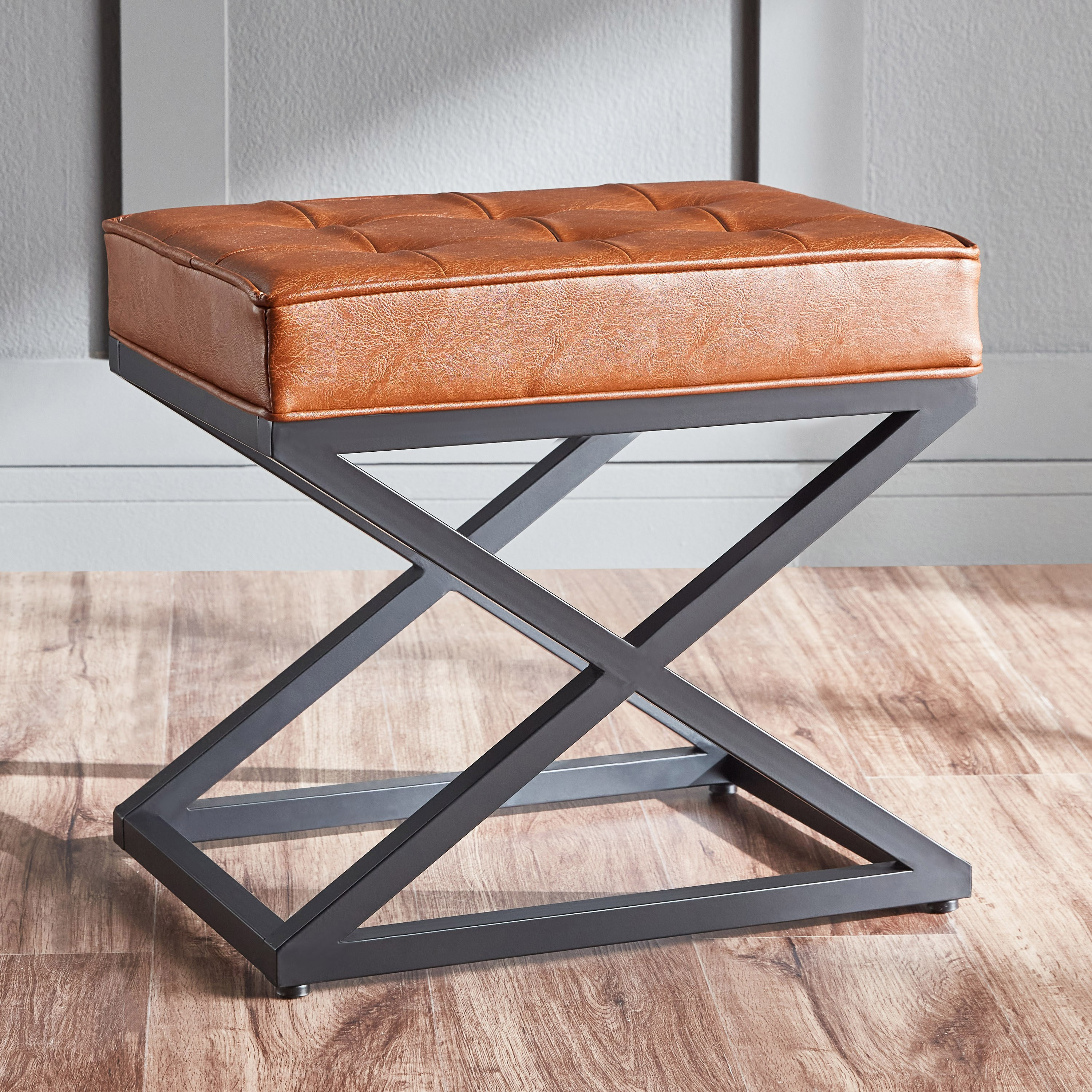 Magnus Faux Leather Ottoman-furniture-sofaandseating-ottomansbeanbagsandpoufs-image-1