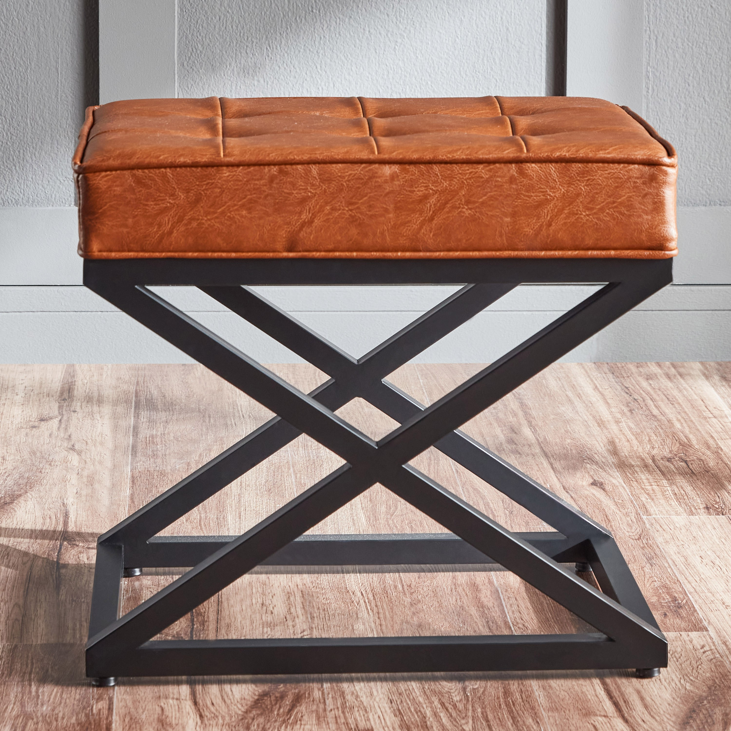 Magnus Faux Leather Ottoman-furniture-sofaandseating-ottomansbeanbagsandpoufs-image-2