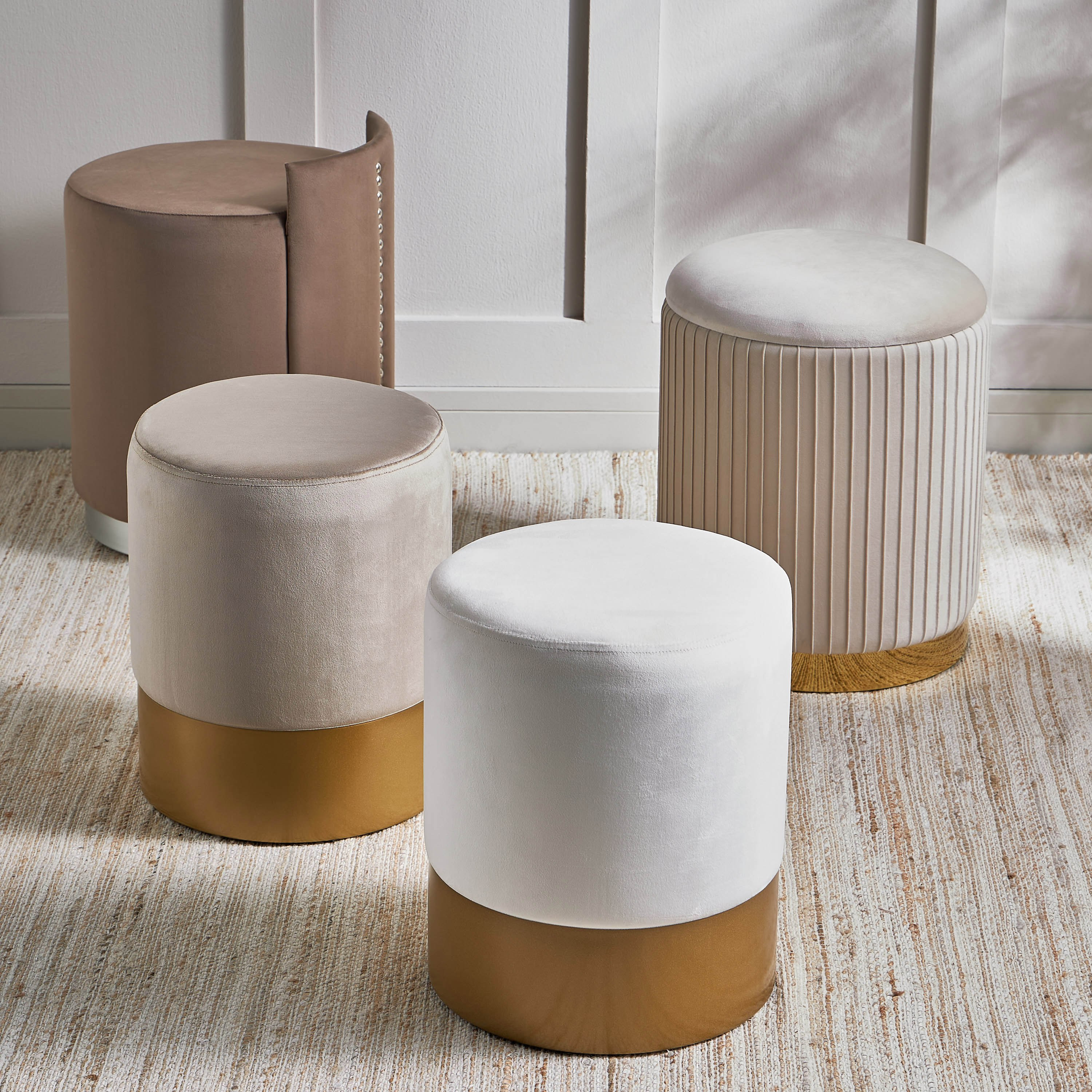 White and on sale gold ottoman