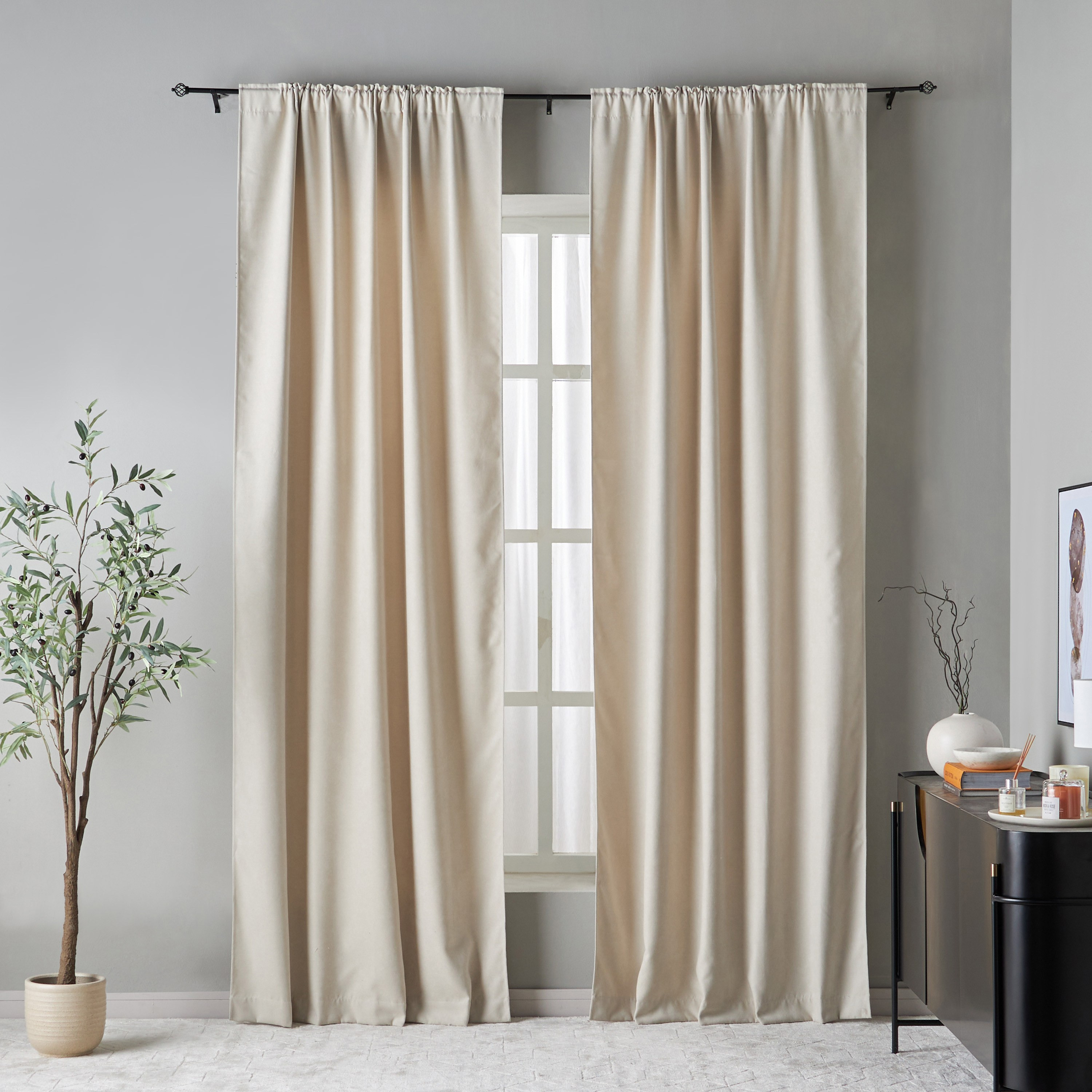 Chenille Chevny 2-Piece Curtain Set - 135x300 cm-household-windows-curtains-image-1