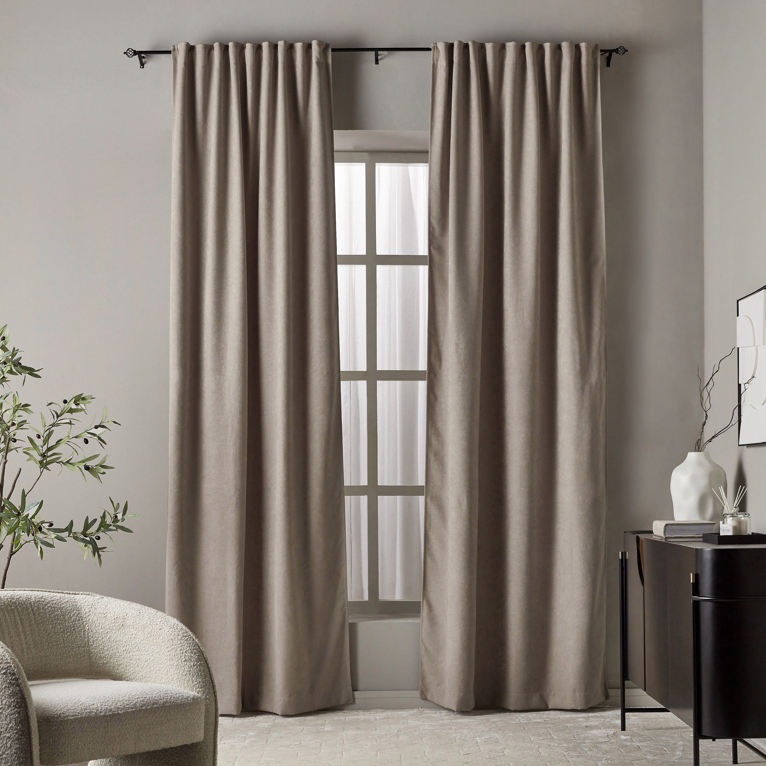 Chenille Chevny 2-Piece Curtain Set - 135x300 cm-household-windows-curtains-image-1