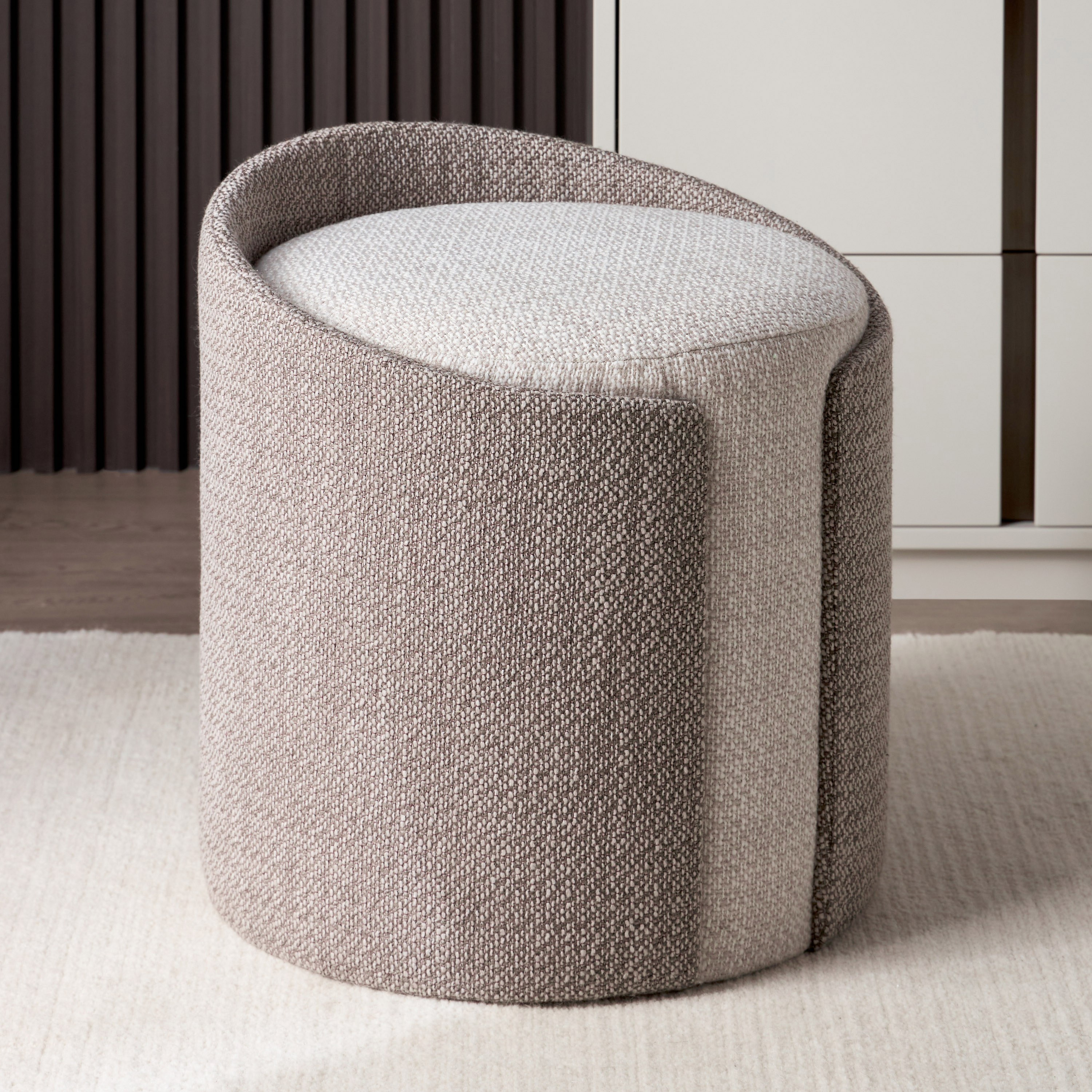 Round deals patterned ottoman