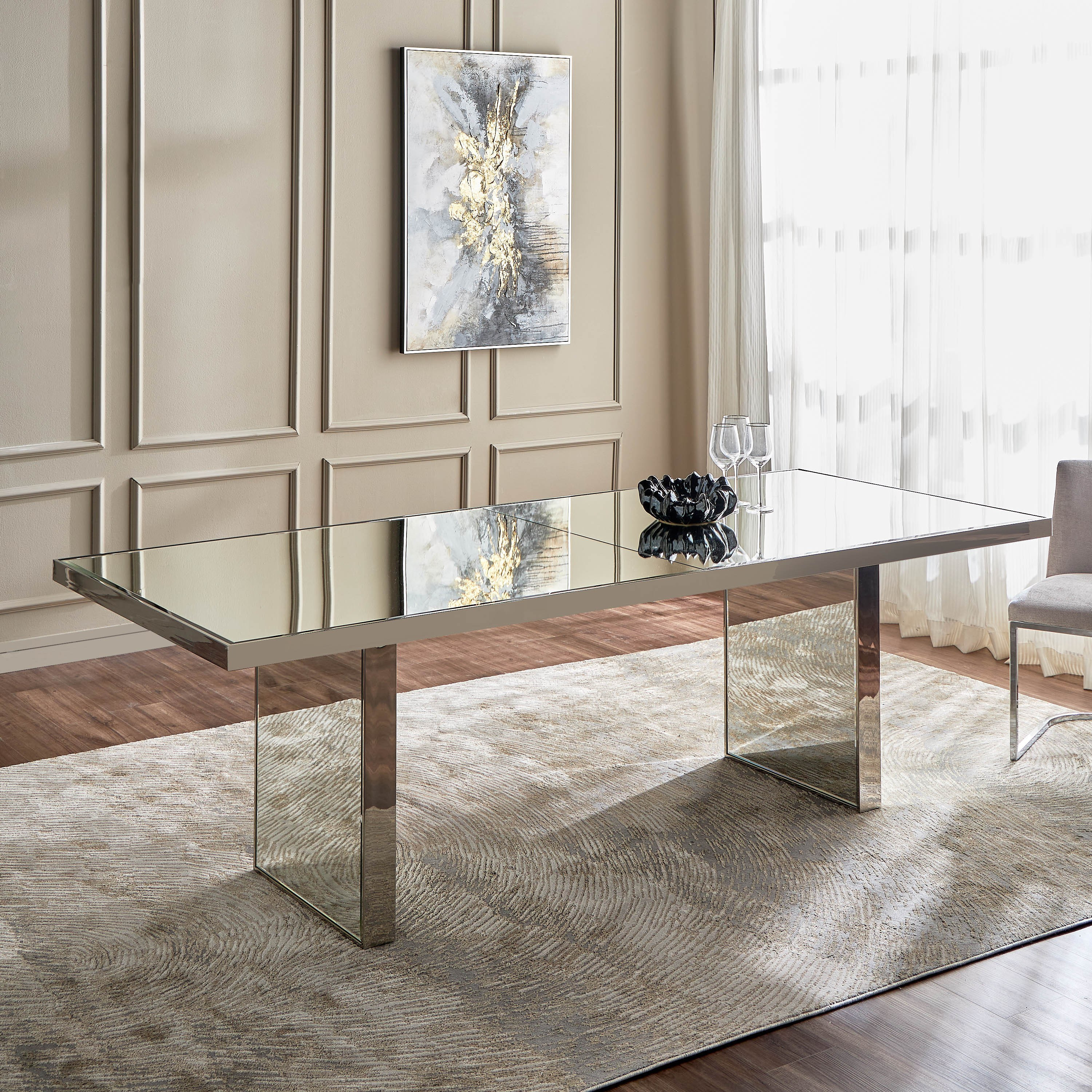 Shop Miriam 8 Seater Mirror Top Dining Table Online Home Centre Saudi