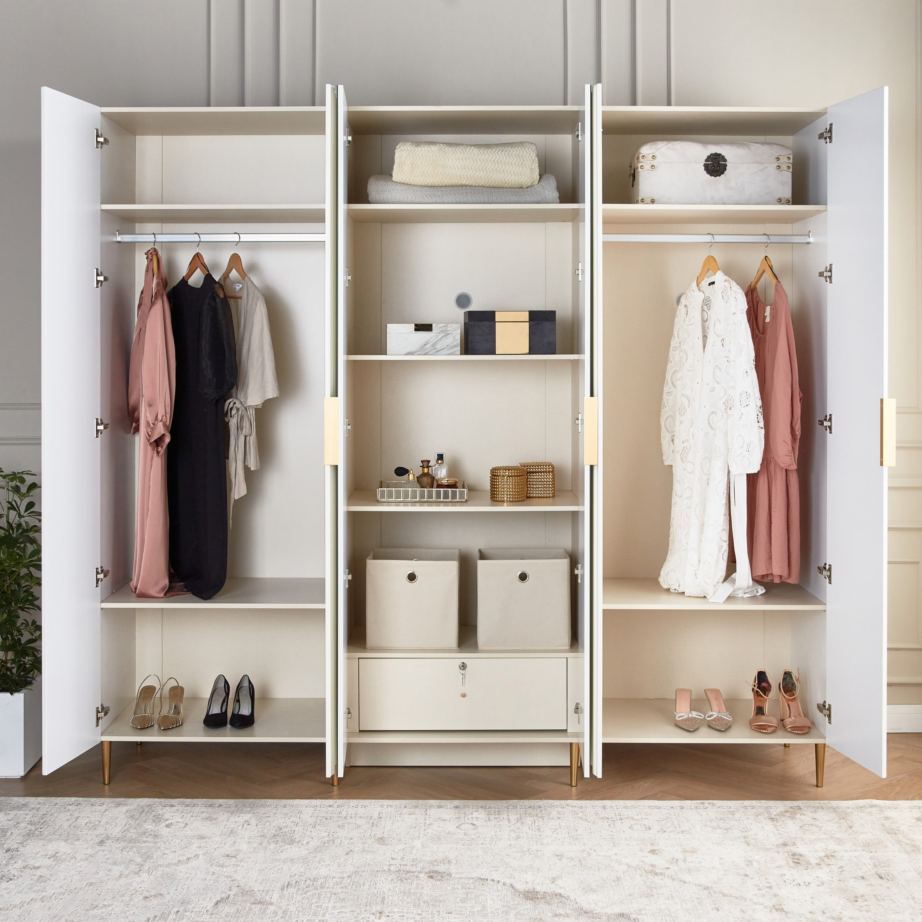 Swirl 6-Door Wardrobe with Drawer-furniture-bedroom-wardrobes-image-3