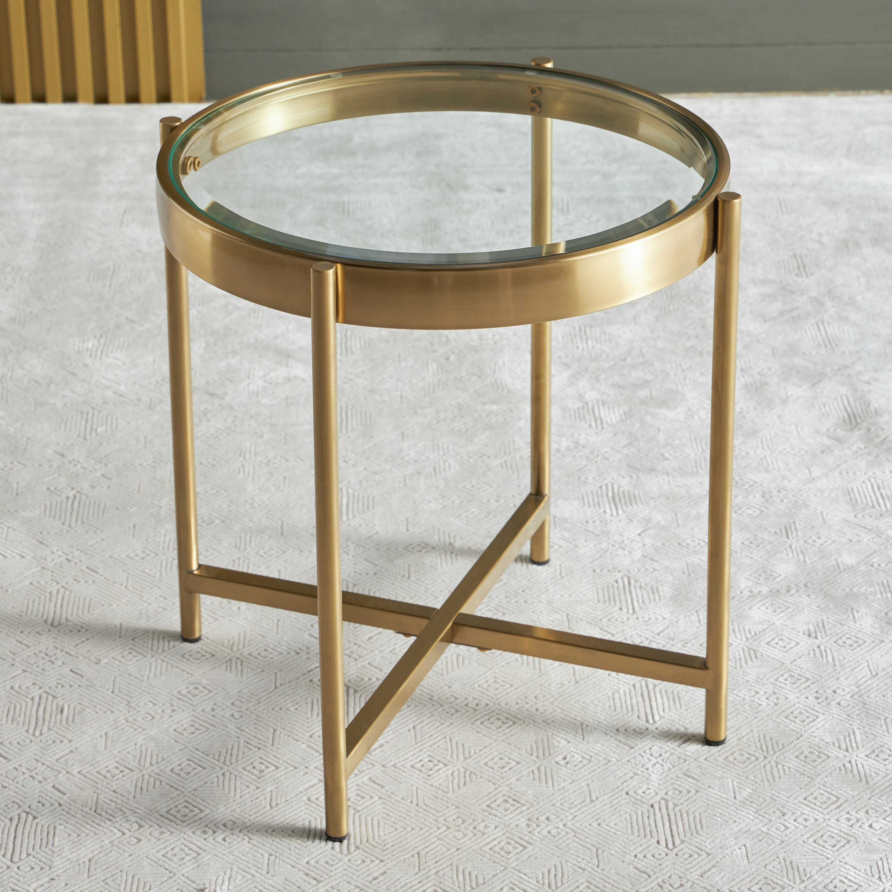 Round glass top on sale end table