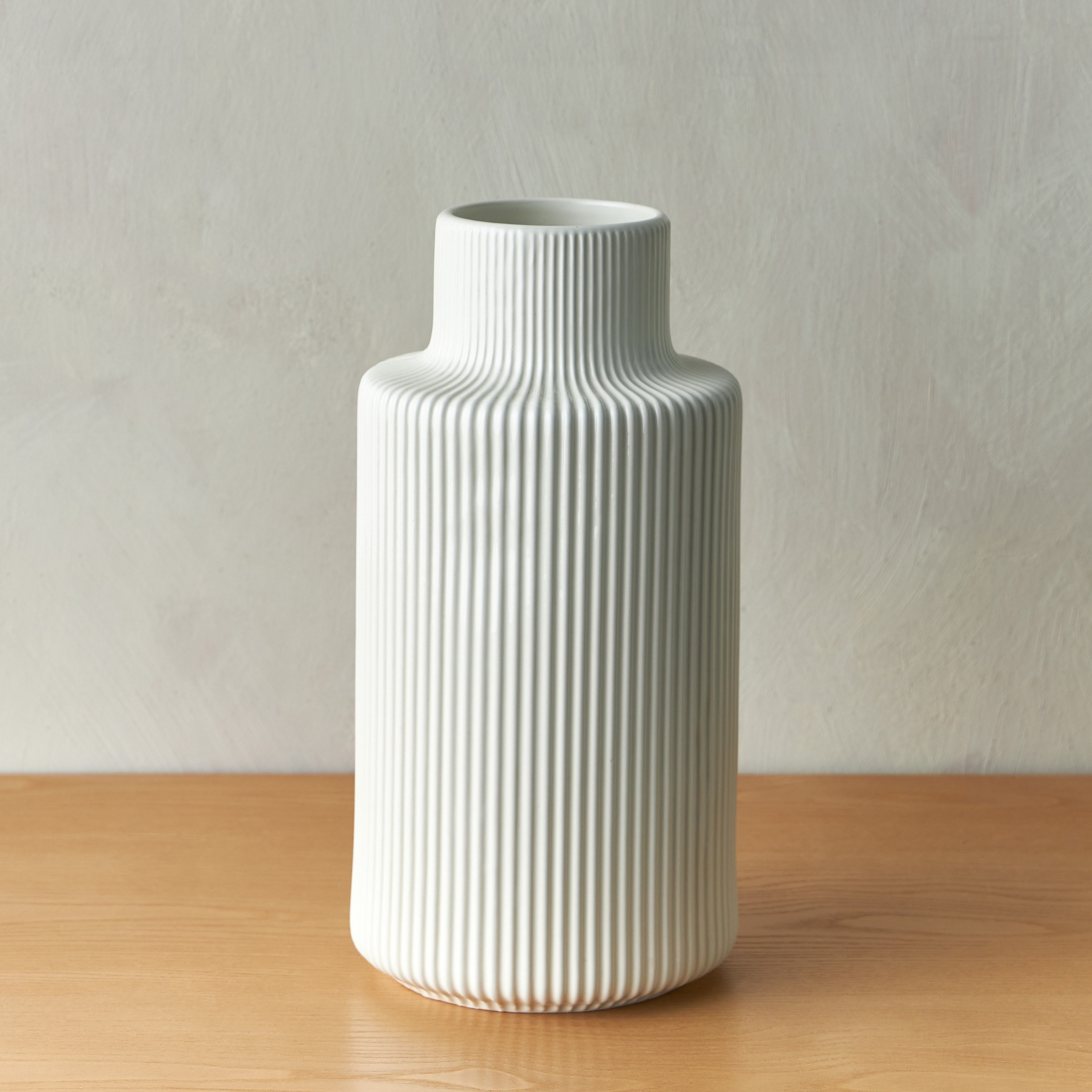 Ribbed Ceramic Vase - 33 cm-household-decor-vasesandbowls-image-1