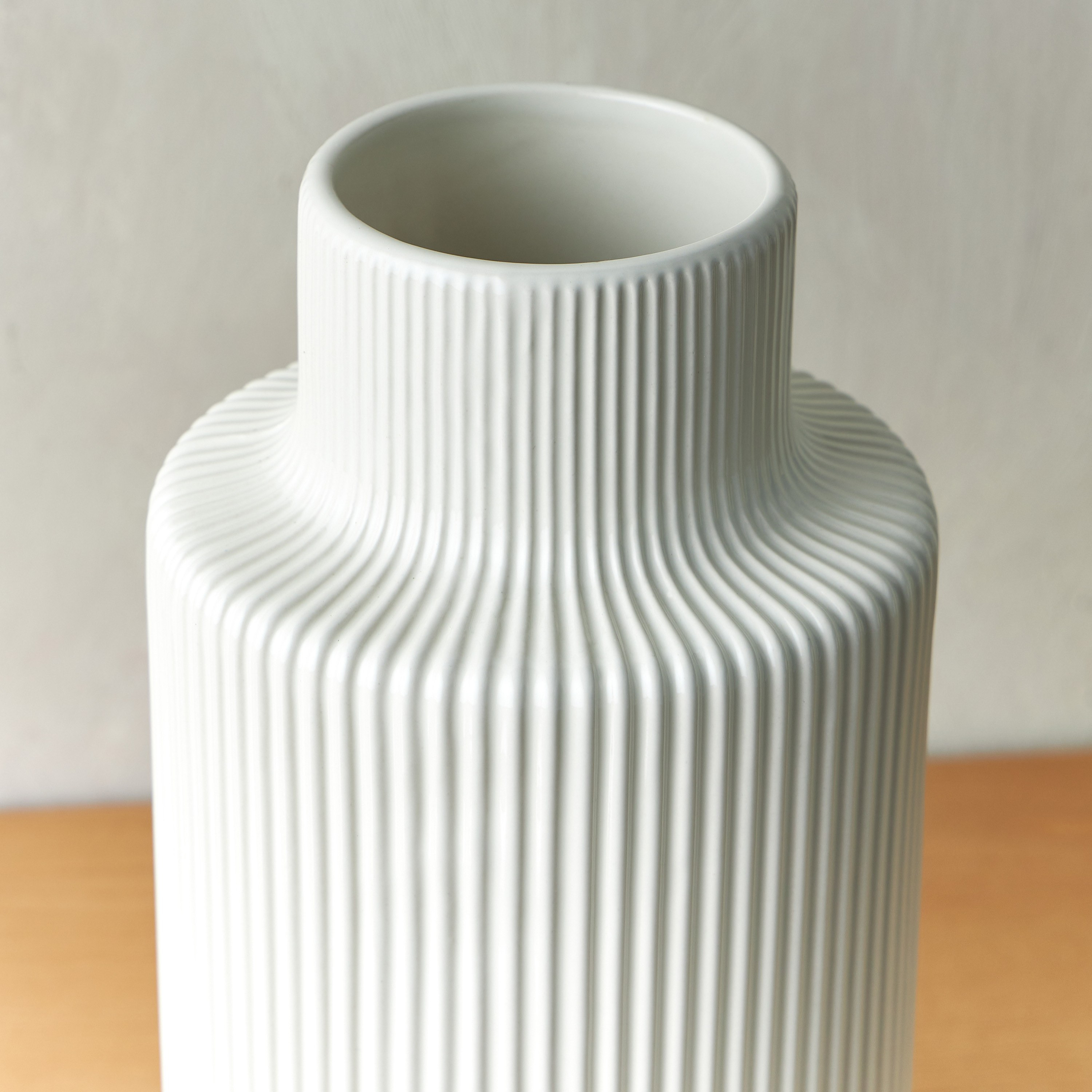 Ribbed Ceramic Vase - 33 cm-household-decor-vasesandbowls-image-2