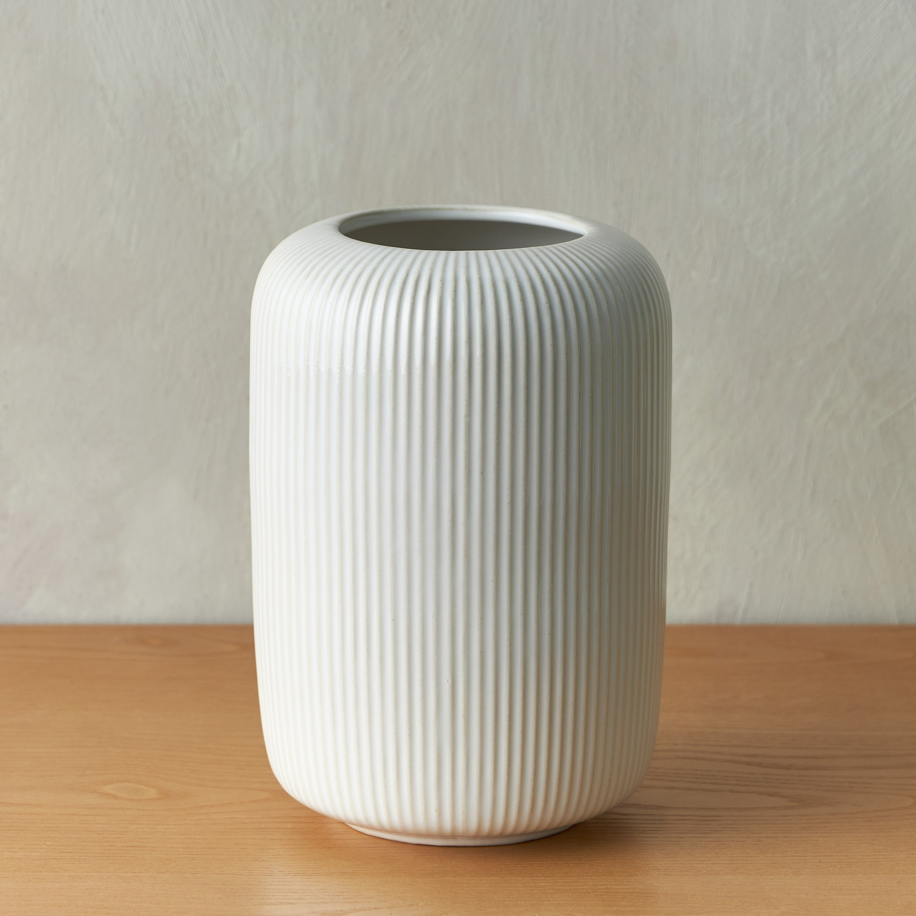 Ribbed Ceramic Vase - 22 cm-household-decor-vasesandbowls-image-1