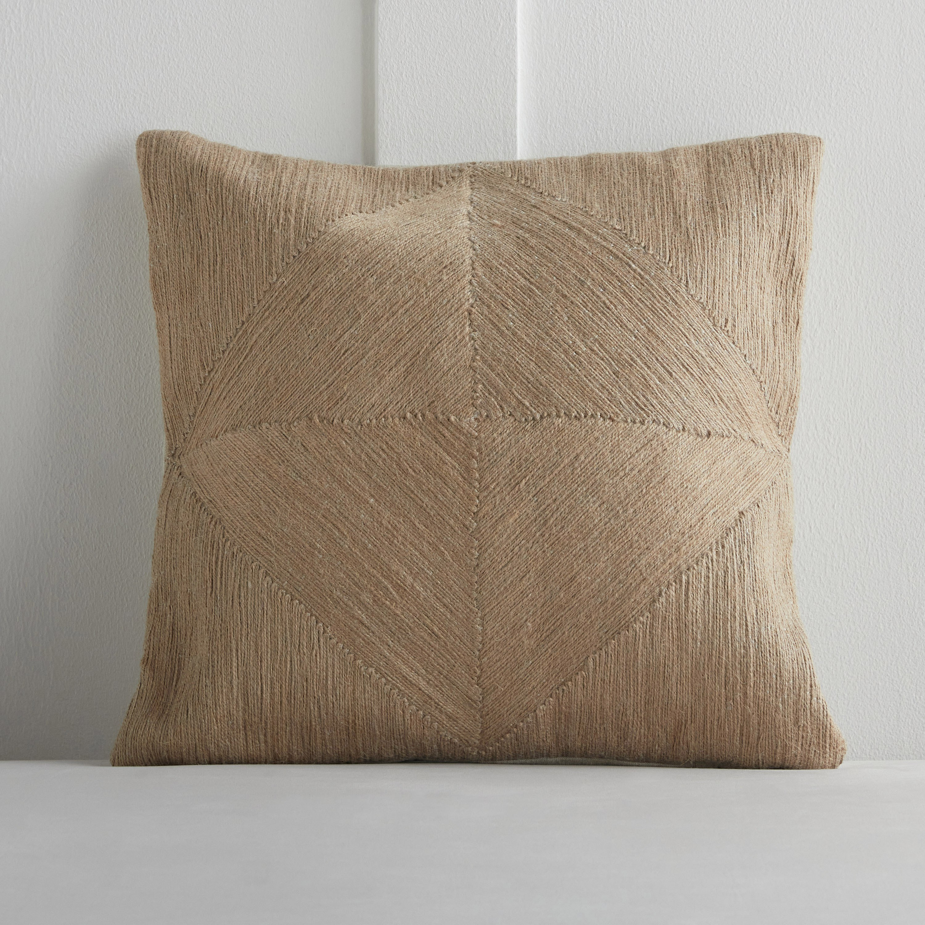 Kayra Jute Woven Embroidered Filled Cushion - 50x50 cm-household-cushionsandthrows-filledcushions-decorativecushions-image-1