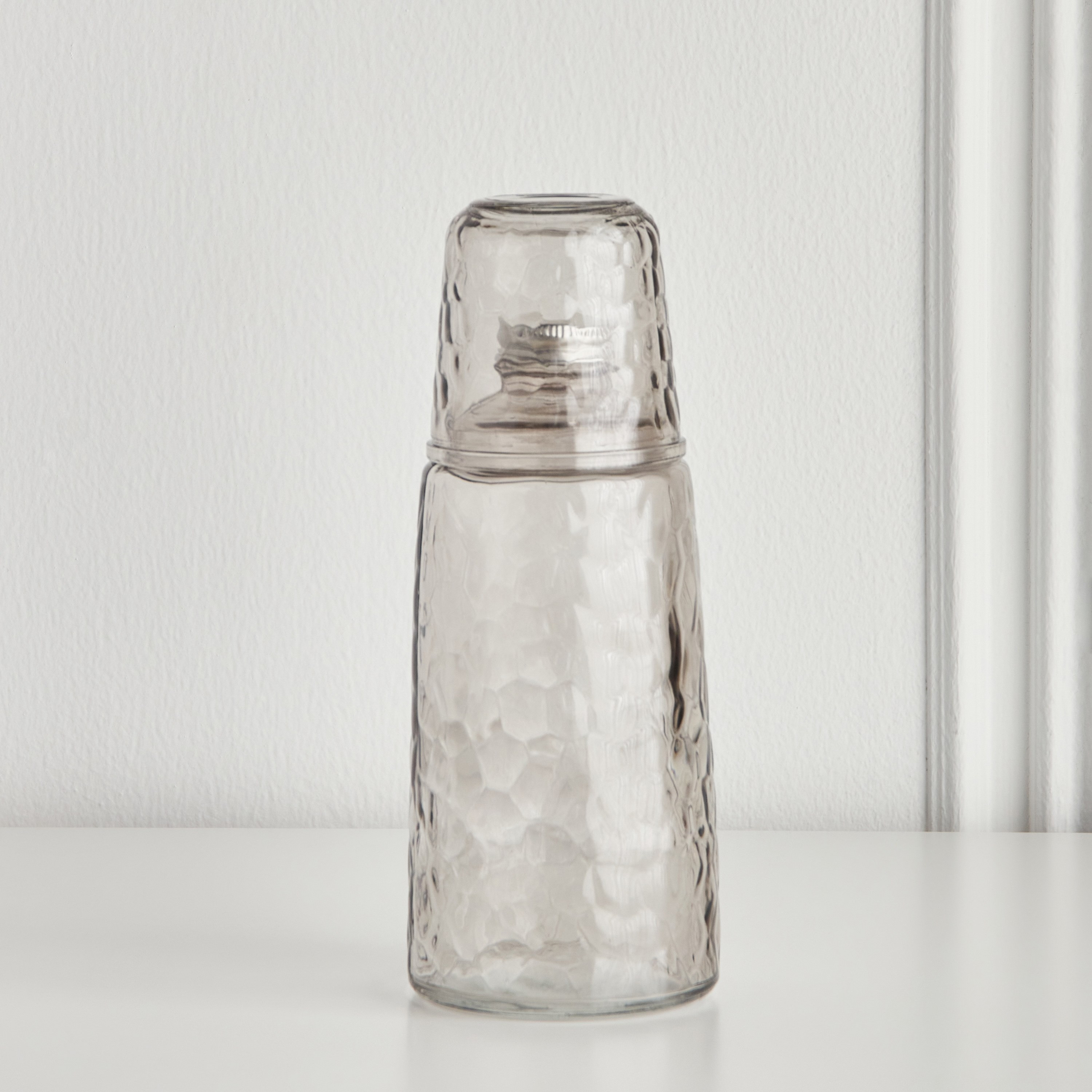 Alda Glass Bottle with Cup - 1.1 L-household-dining-drinkserveware-jugsdecantersandcarafes-image-1