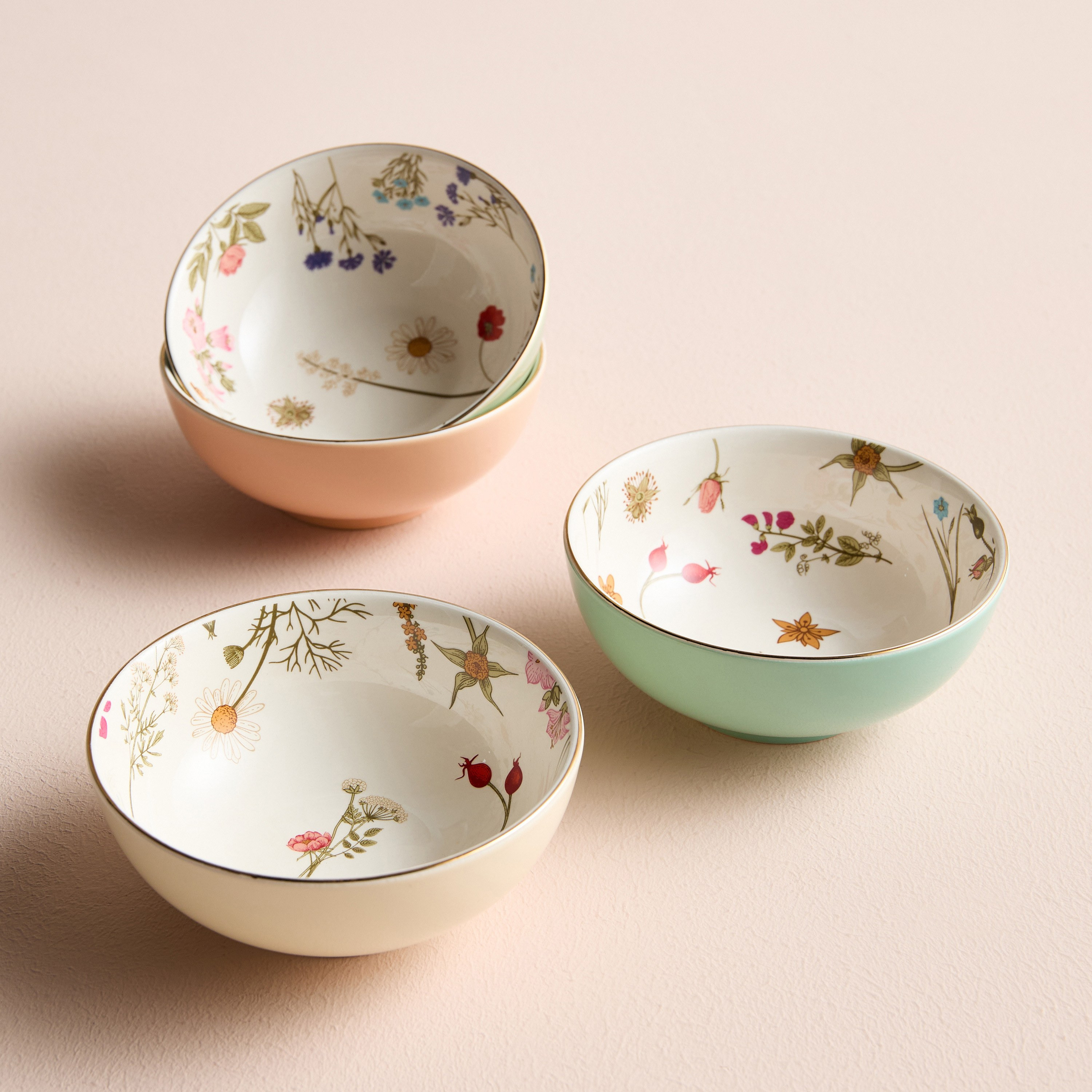 Garden Boho 4-Piece Porcelain Serving Bowl Set - 12 cm
