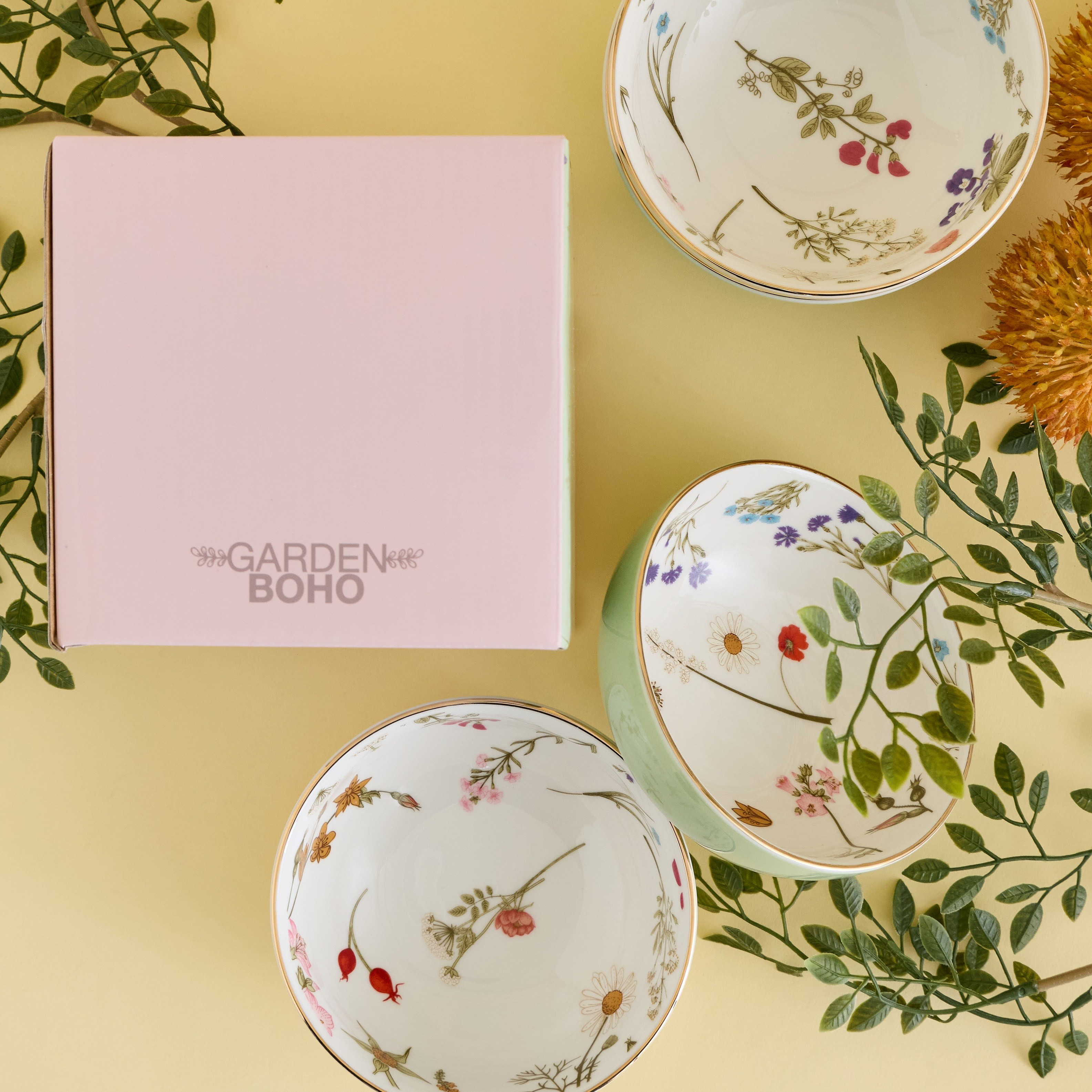 Garden Boho 4-Piece Porcelain Serving Bowl Set - 12 cm-household-giftingaccessories-giftings-image-5
