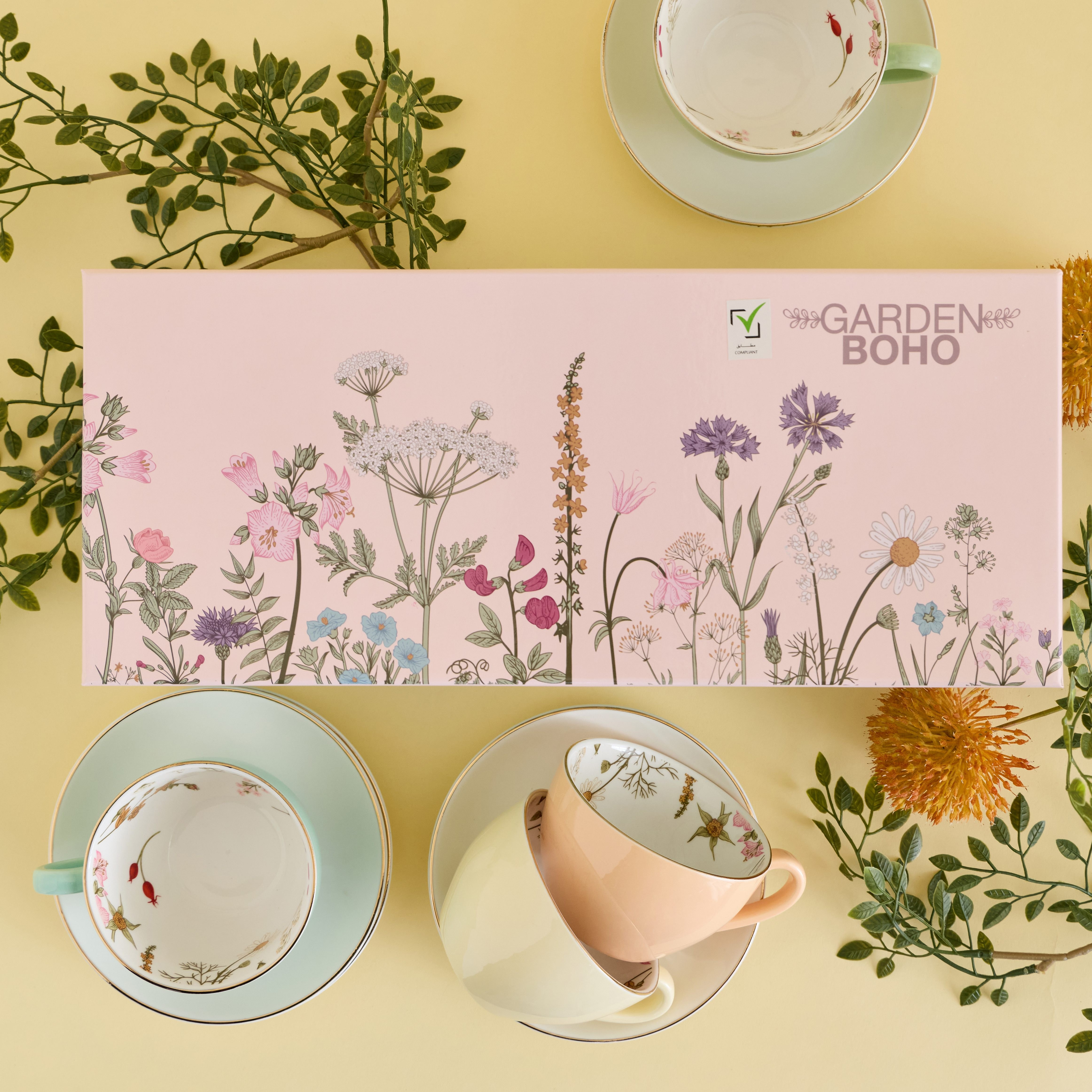Garden Boho 8-Piece Porcelain Tea Set - 220 ml, Serves 4-household-giftingaccessories-giftings-image-6