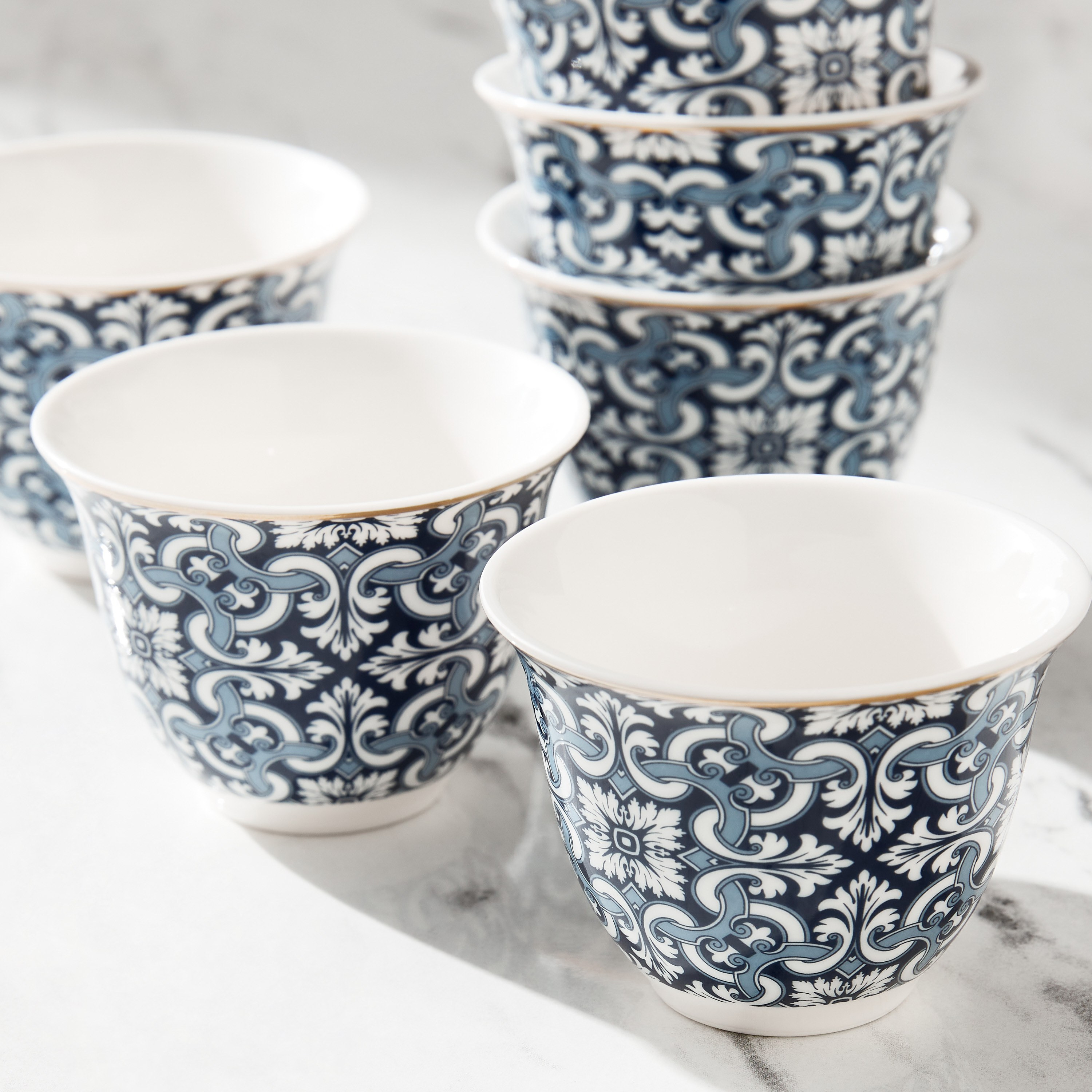 Zahri 6-Piece Porcelain Qahwa Cup Set - 80 ml, Serves 6-household-dining-teaandcoffee-teaandcoffeesets-image-2