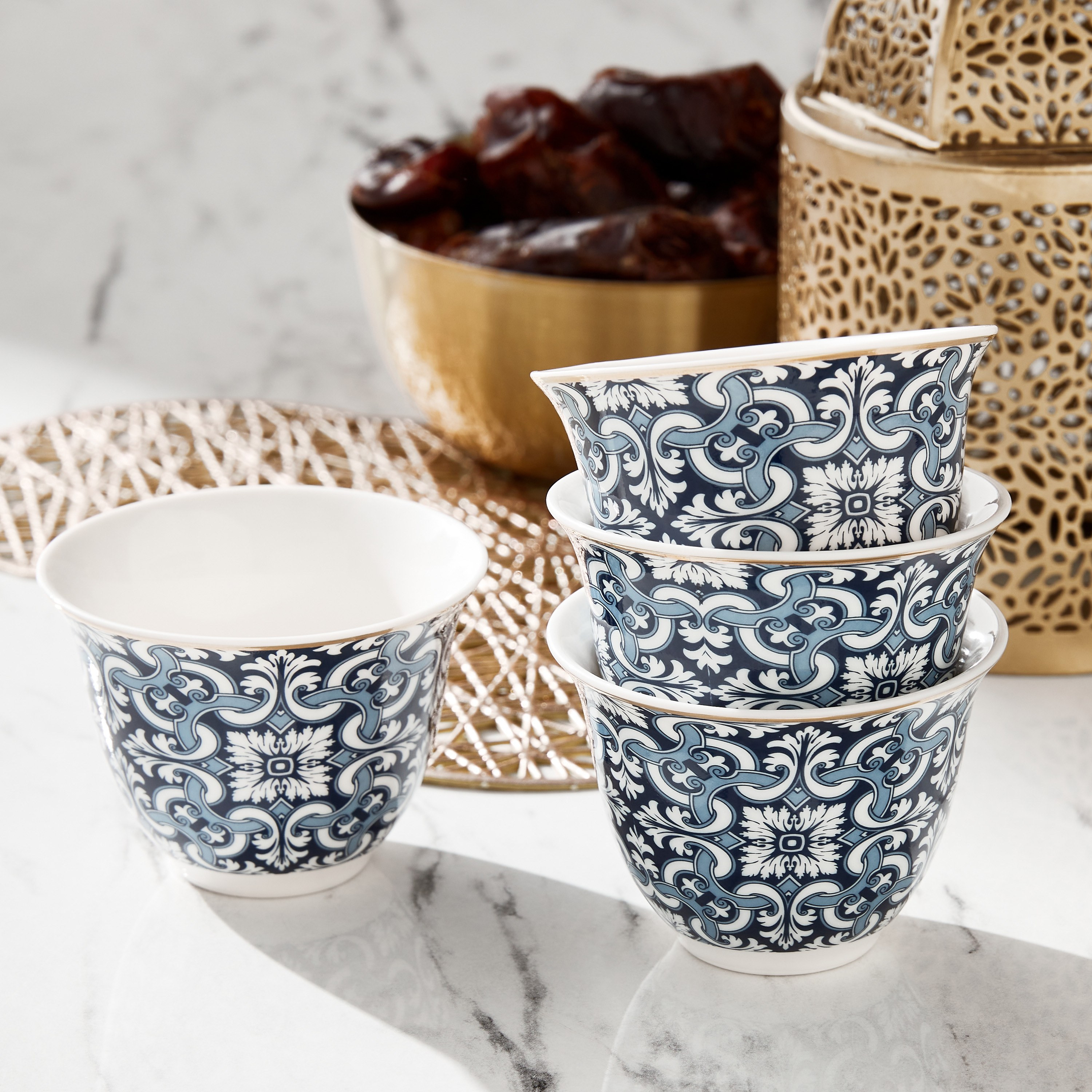 Zahri 6-Piece Porcelain Qahwa Cup Set - 80 ml, Serves 6-household-dining-teaandcoffee-teaandcoffeesets-image-3