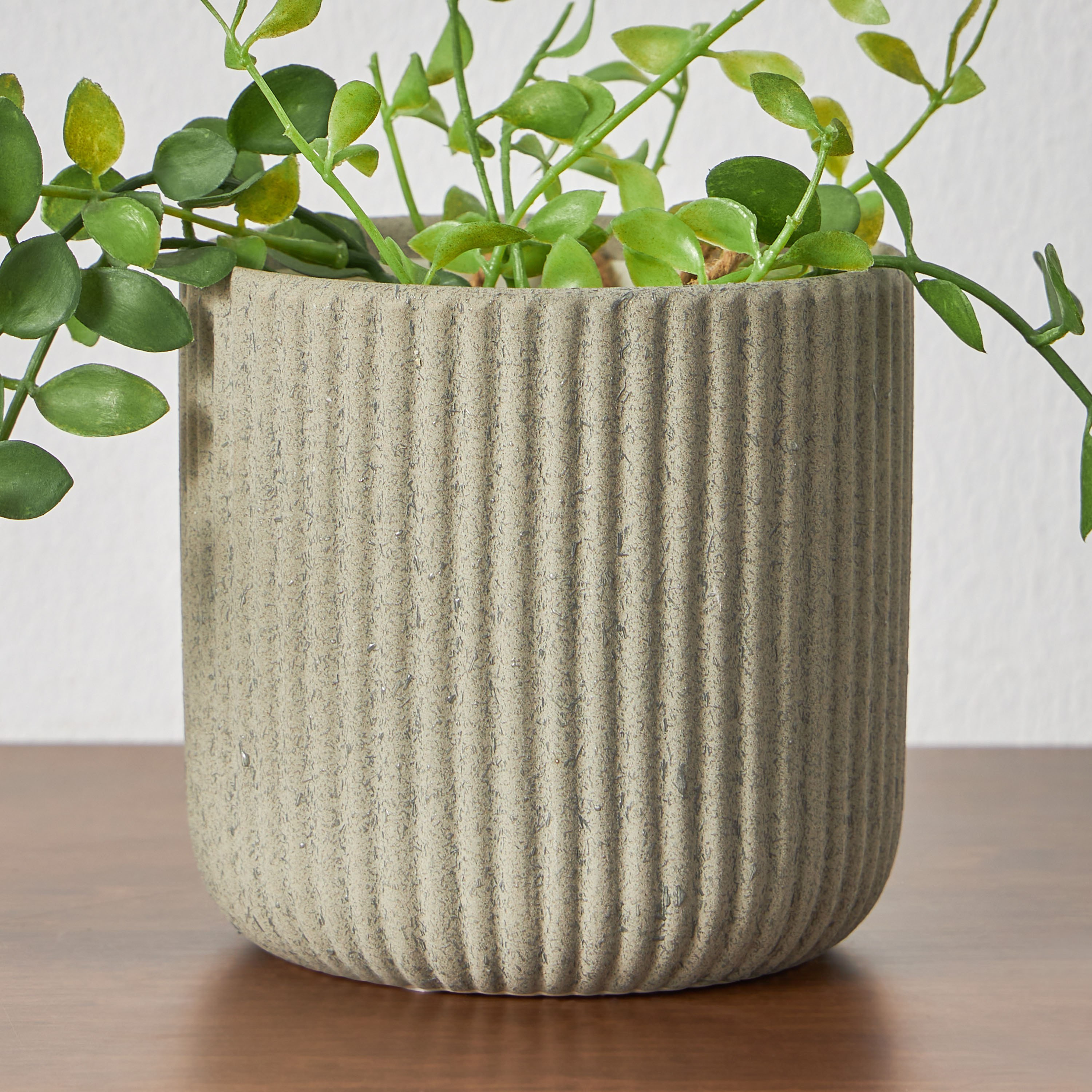 Stucco Ribbed Ceramic Planter - 13 cm