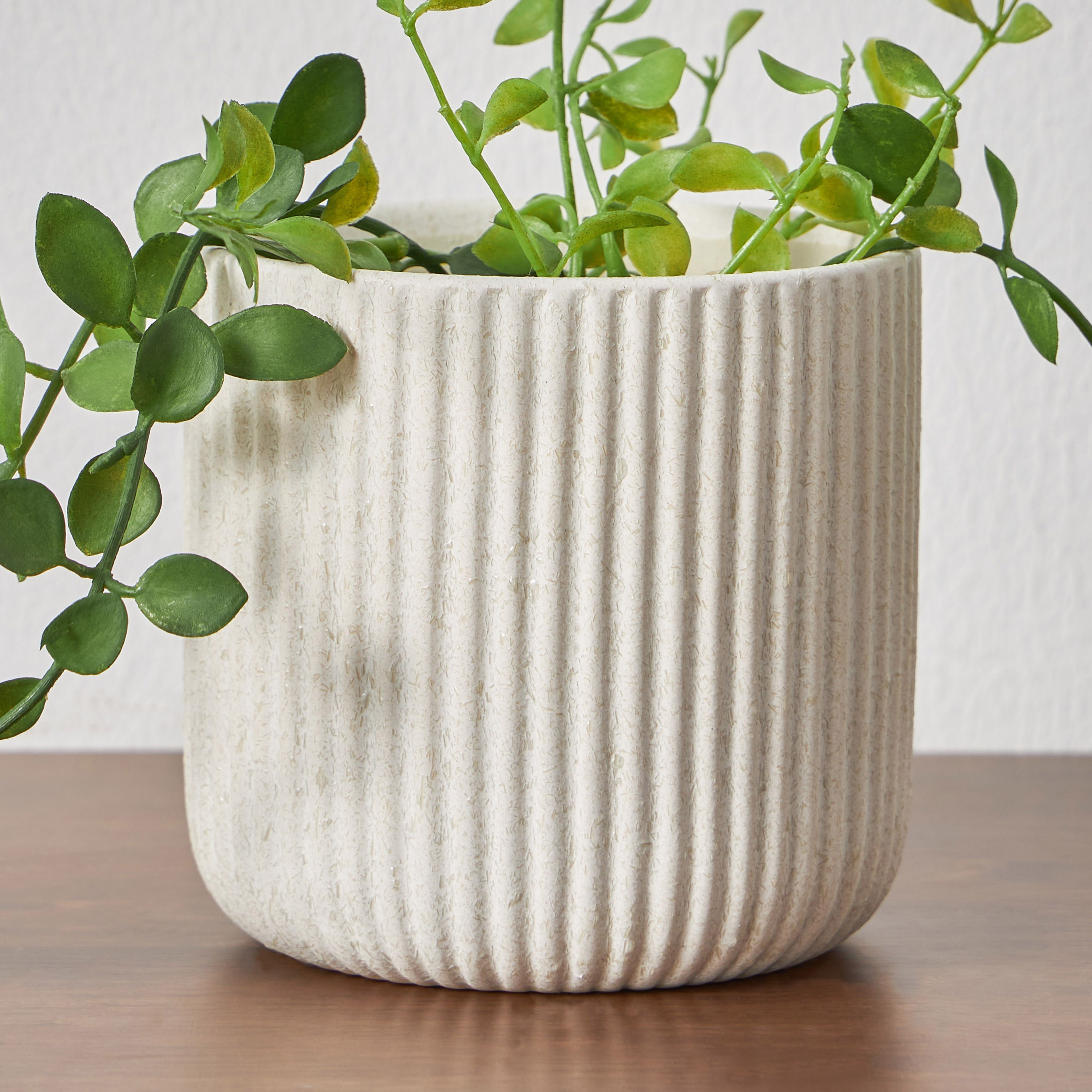 Stucco Ribbed Ceramic Planter - 13 cm-household-gardenandoutdoor-potsandplanters-planters-image-1