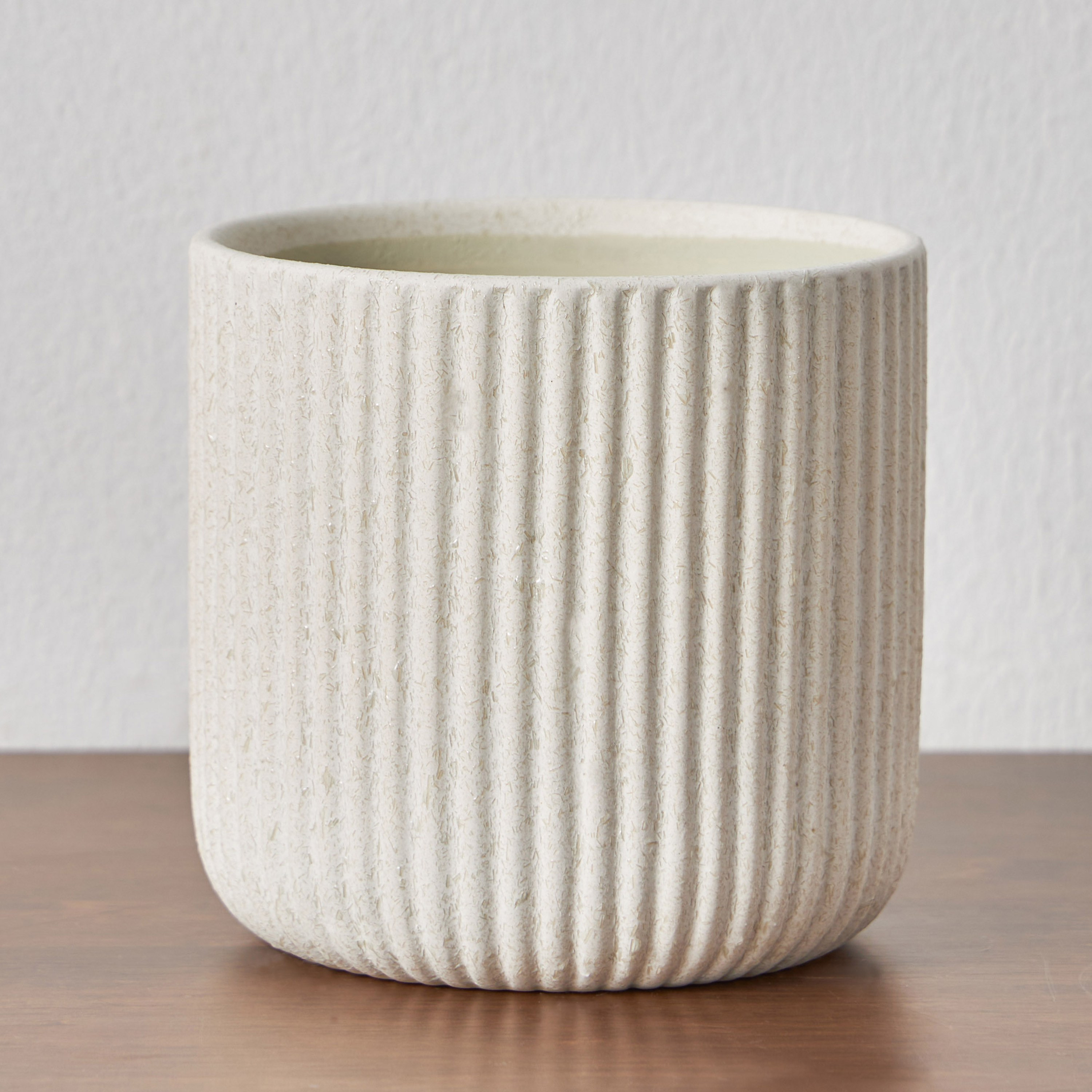 Stucco Ribbed Ceramic Planter - 13 cm-household-gardenandoutdoor-potsandplanters-planters-image-2