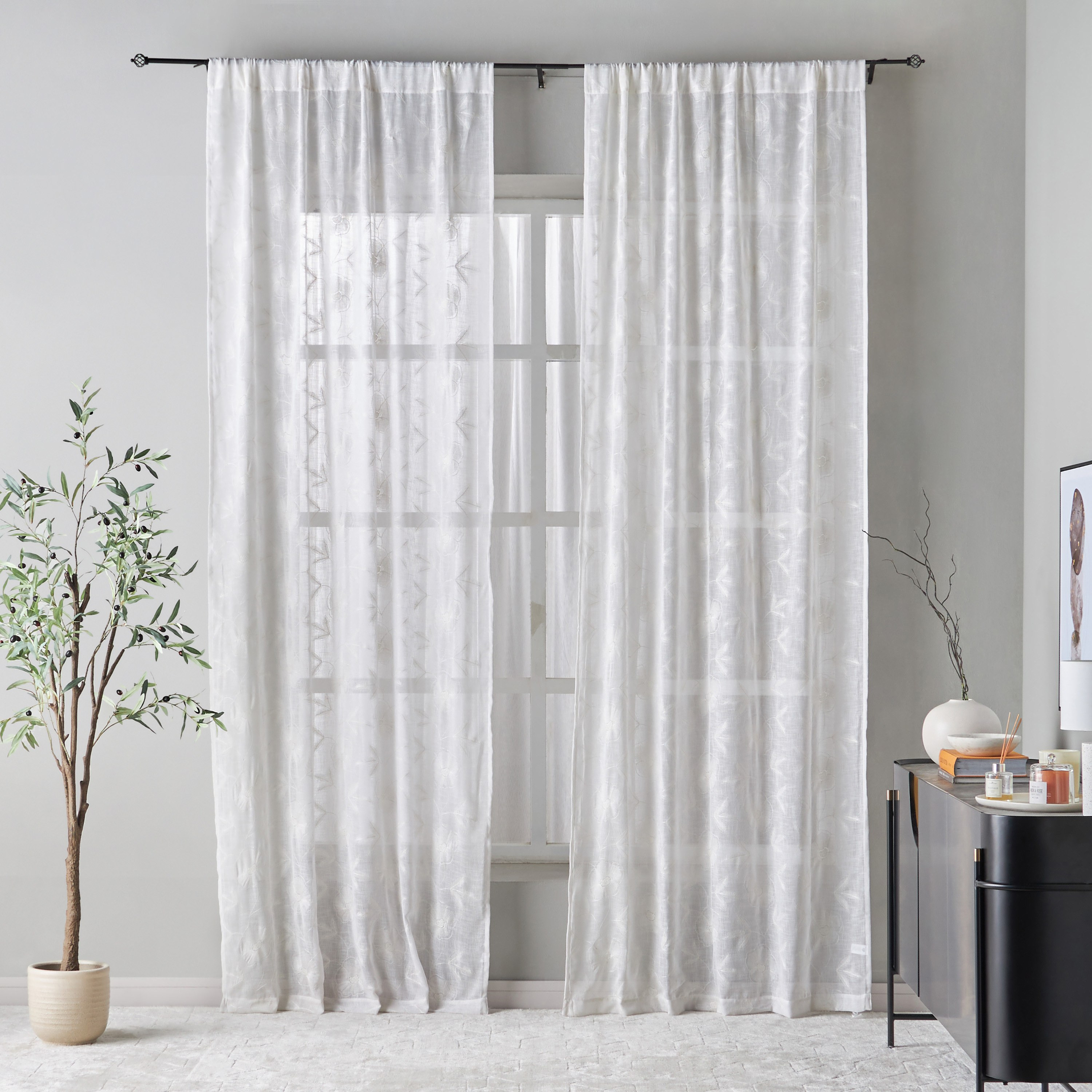 ستارة شفافة - هني كومب - 130x300 سم-household-windows-curtains-image-1
