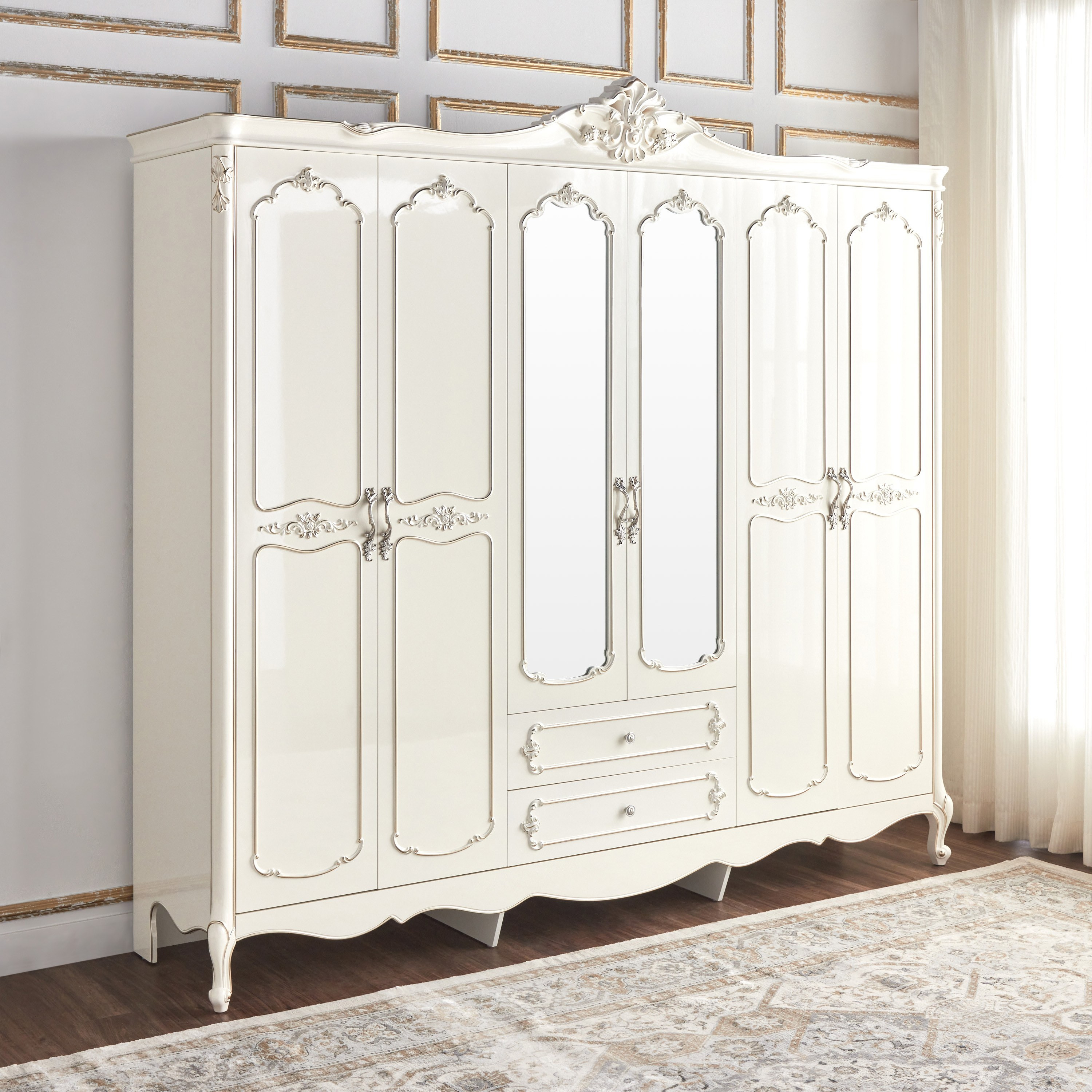 Shop Zaina 6-Door Wardrobe with Drawers | Home Centre KSA